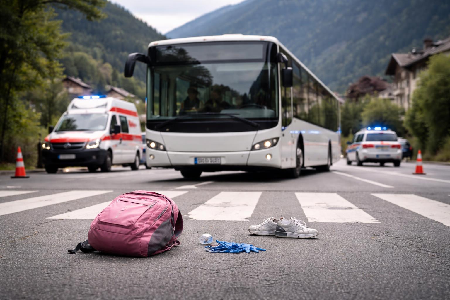 Redaktionelle Szene zum Thema „13-Jähriges Mädchen in Landeck vor Schutzweg von Bus erfasst“