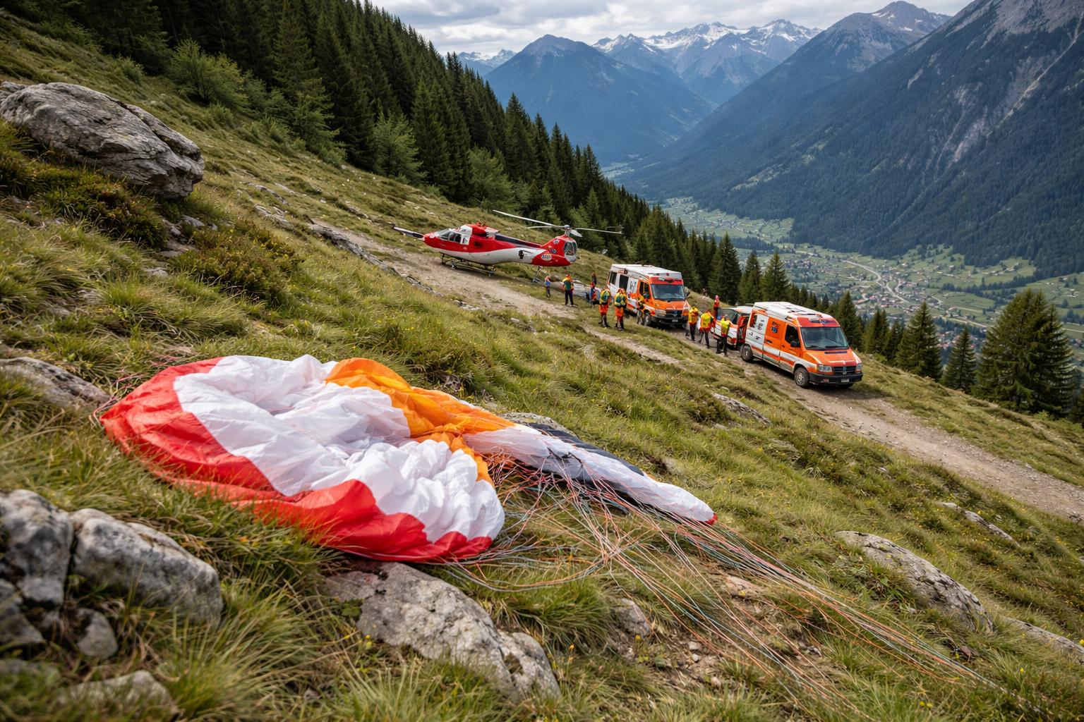 Redaktionelle Szene zum Thema „28-jährige Deutsche stirbt bei Paragleit-Unfall im Stubaital“