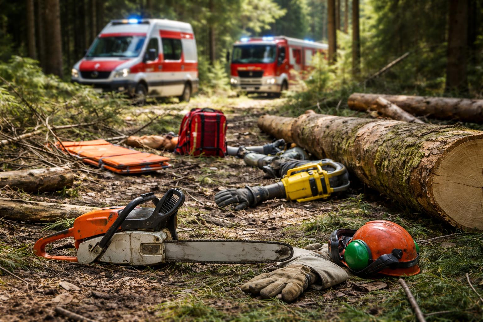 Redaktionelle Szene zum Thema „48-Jähriger bei Forstarbeiten in Wallern schwer verletzt“