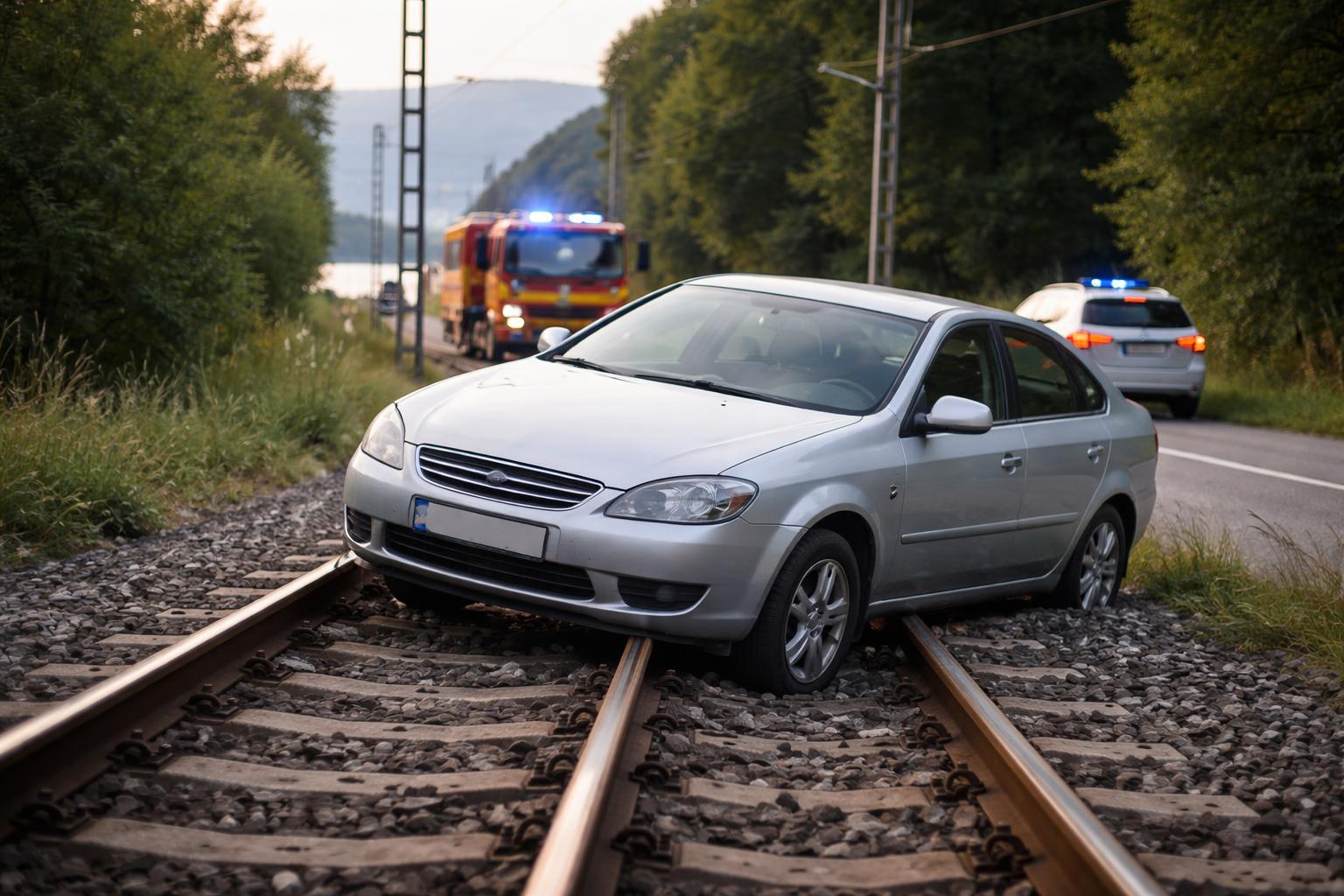 Redaktionelle Szene zum Thema „79-Jähriger nach Sekundenschlaf mit Auto auf Bahngleisen gelandet“