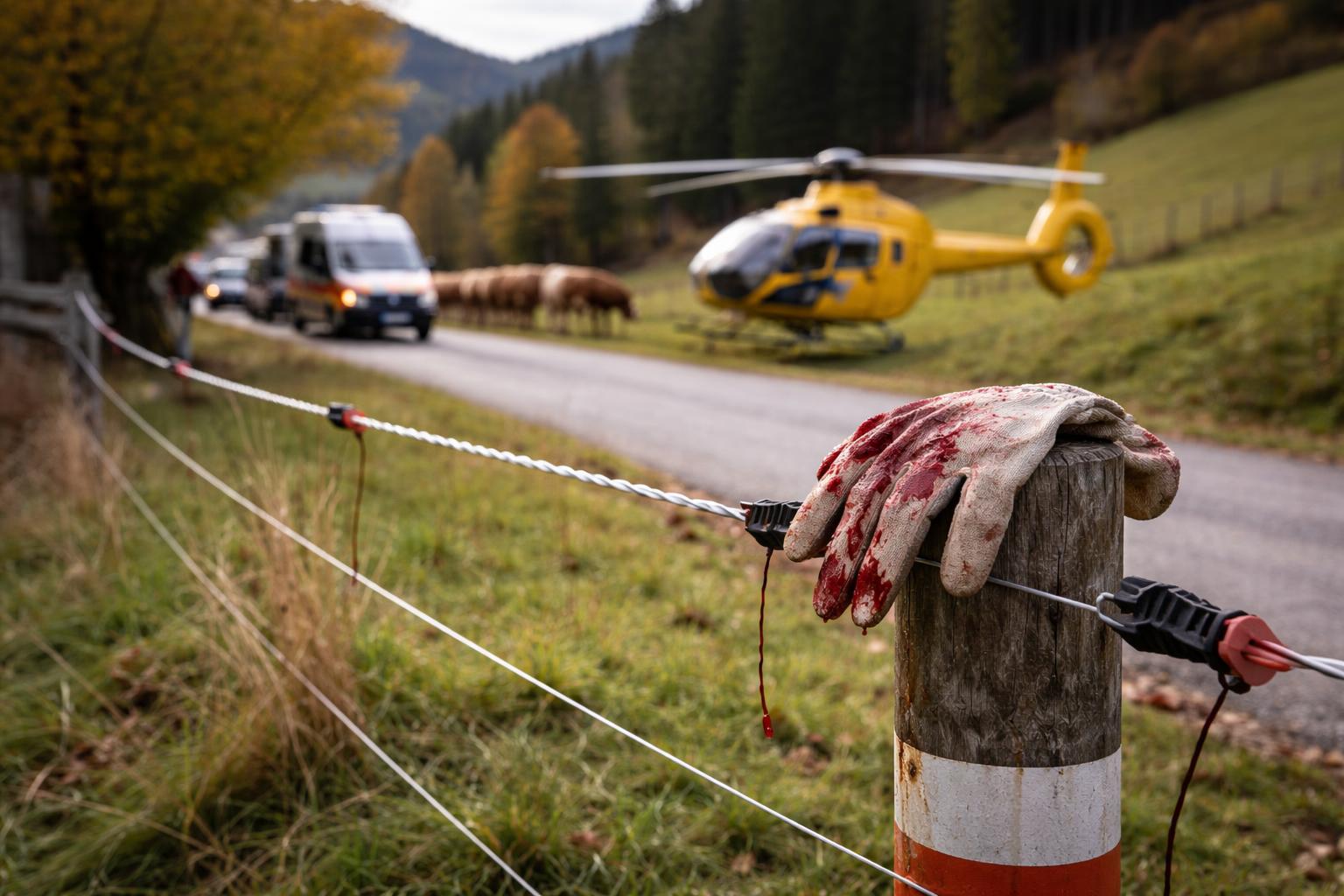 Redaktionelle Szene zum Thema „84-Jähriger in Zeutschach bei Weidezaun-Unfall schwer verletzt“