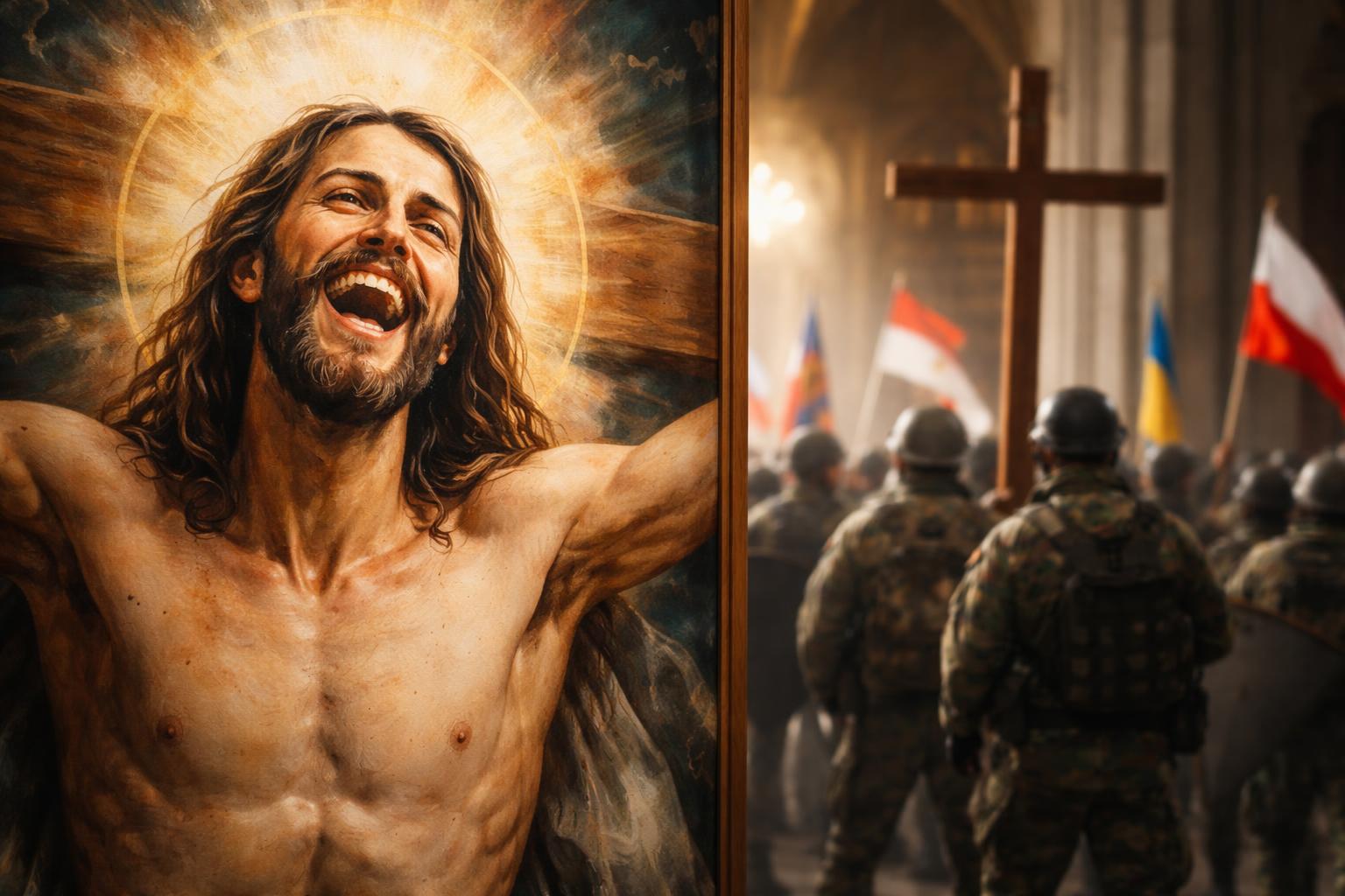 Redaktionelle Szene zum Thema „Adolf Holl und der lachende Christus als Provokation gegen Glaubenskrieger“