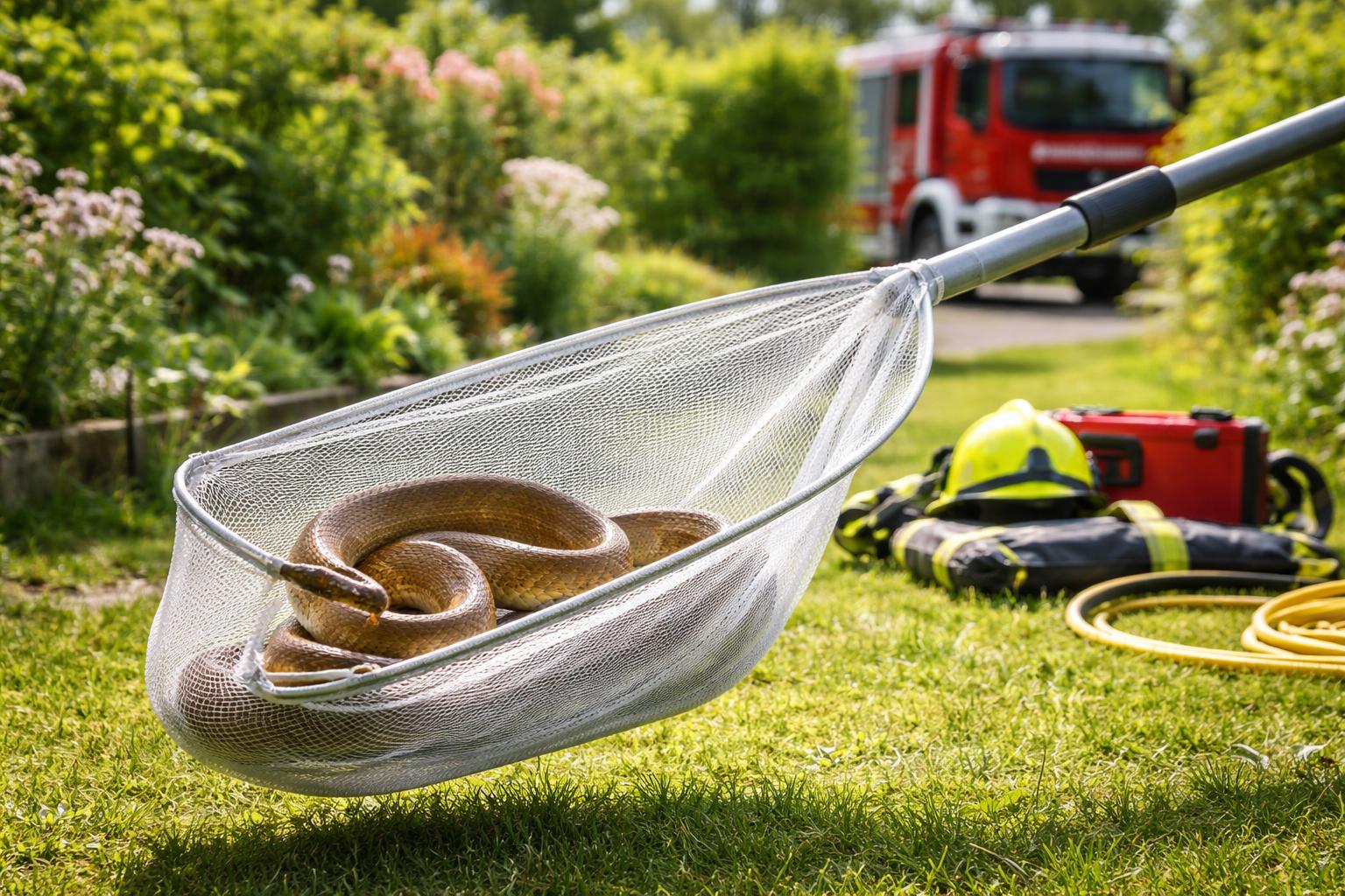 Redaktionelle Szene zum Thema „Äskulapnatter in Ziersdorfer Garten entdeckt: Feuerwehr fing Tier ein“