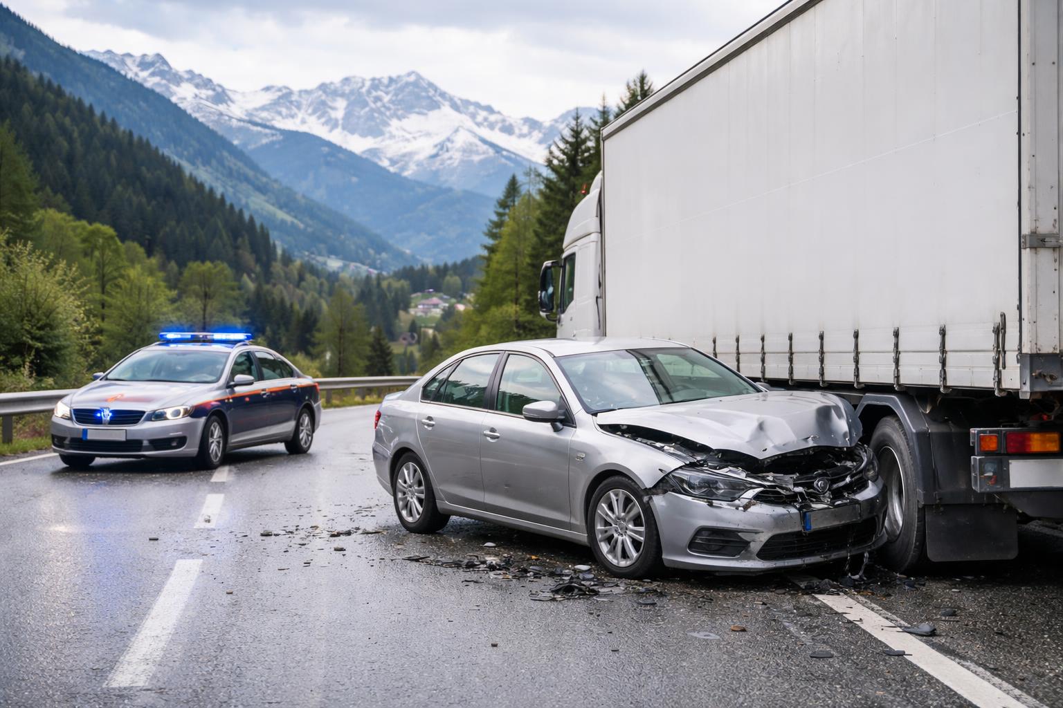 Redaktionelle Szene zum Thema „Alko-Lenker flüchtete in Tirol vor Polizei und touchierte Lkw“