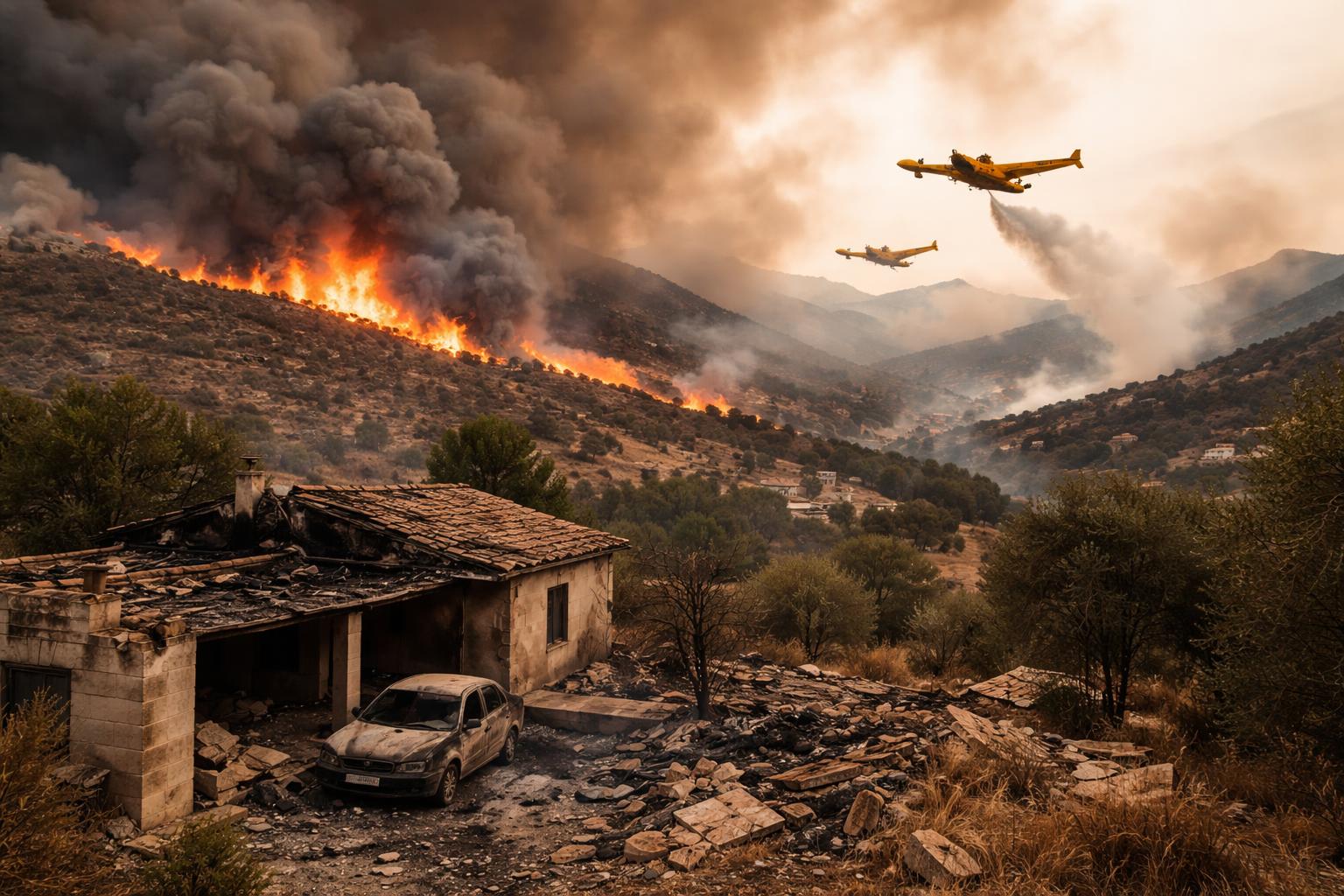Redaktionelle Szene zum Thema „Andalusien ringt mit schwerem Waldbrand – zwölf Tote und große Schäden“