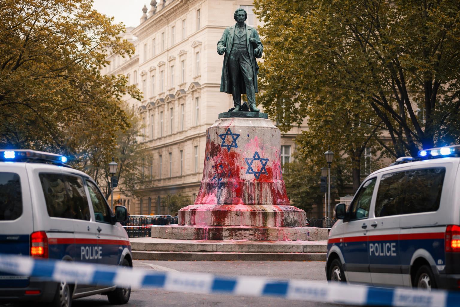 Redaktionelle Szene zum Thema „Antisemitische Attacken nach Kunstaktion am Lueger-Denkmal in Wien“