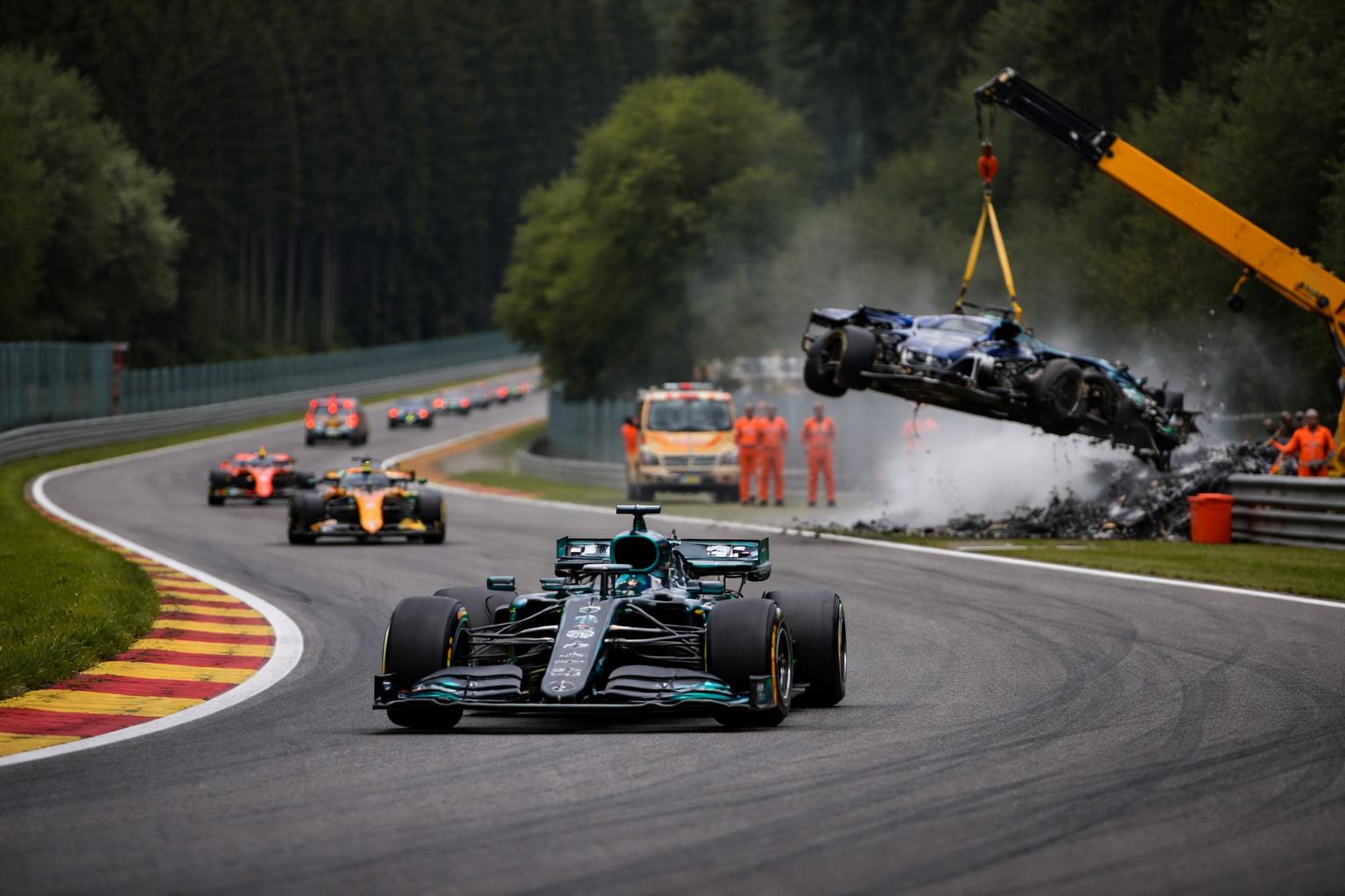 Redaktionelle Szene zum Thema „Antonelli an der Spitze, Gasly übersteht heftigen Einschlag in Spa“