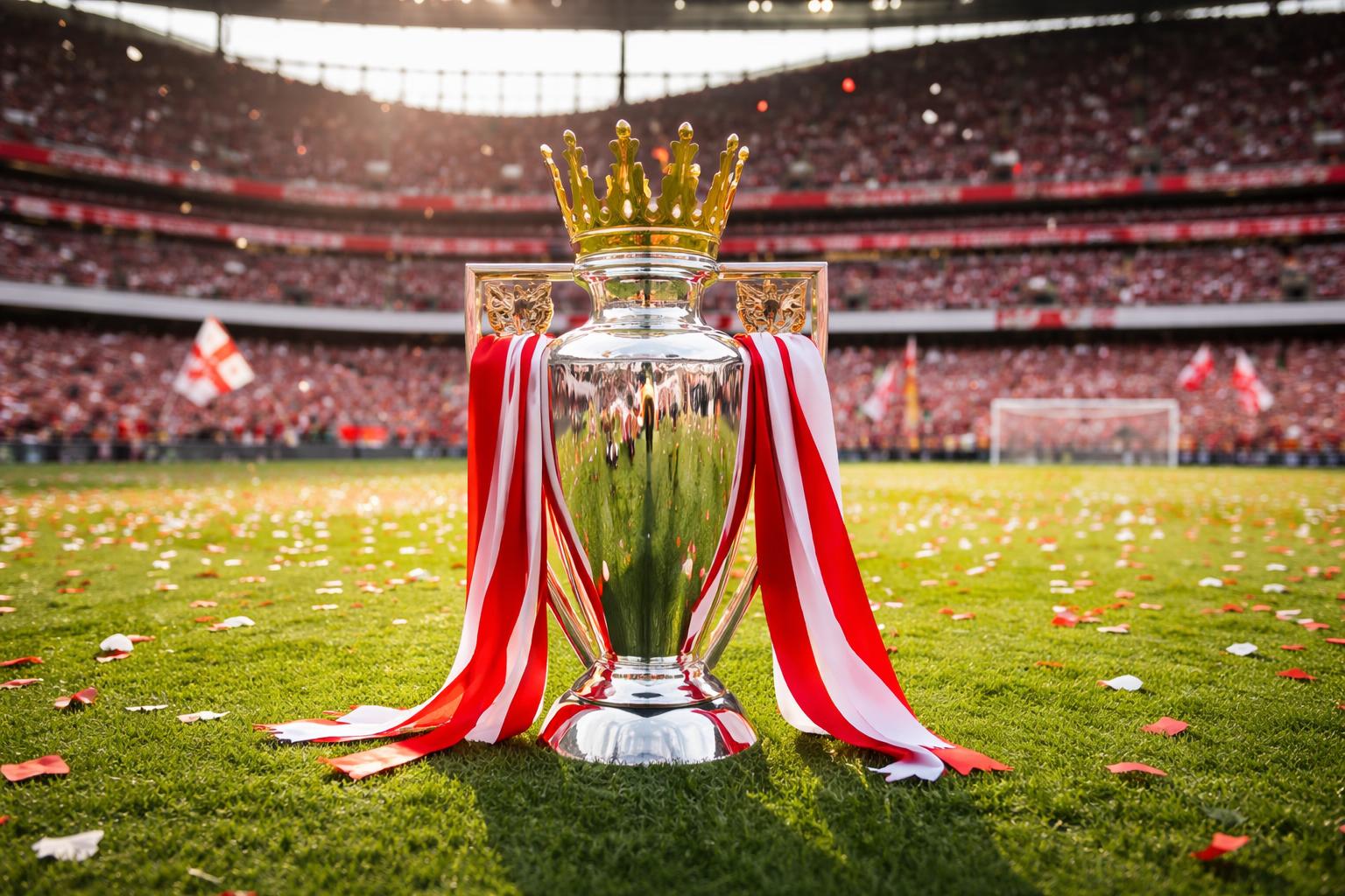 Redaktionelle Szene zum Thema „Arsenal feiert ersten Meistertitel seit 22 Jahren – Starmer und Guardiola gratulieren zuerst“