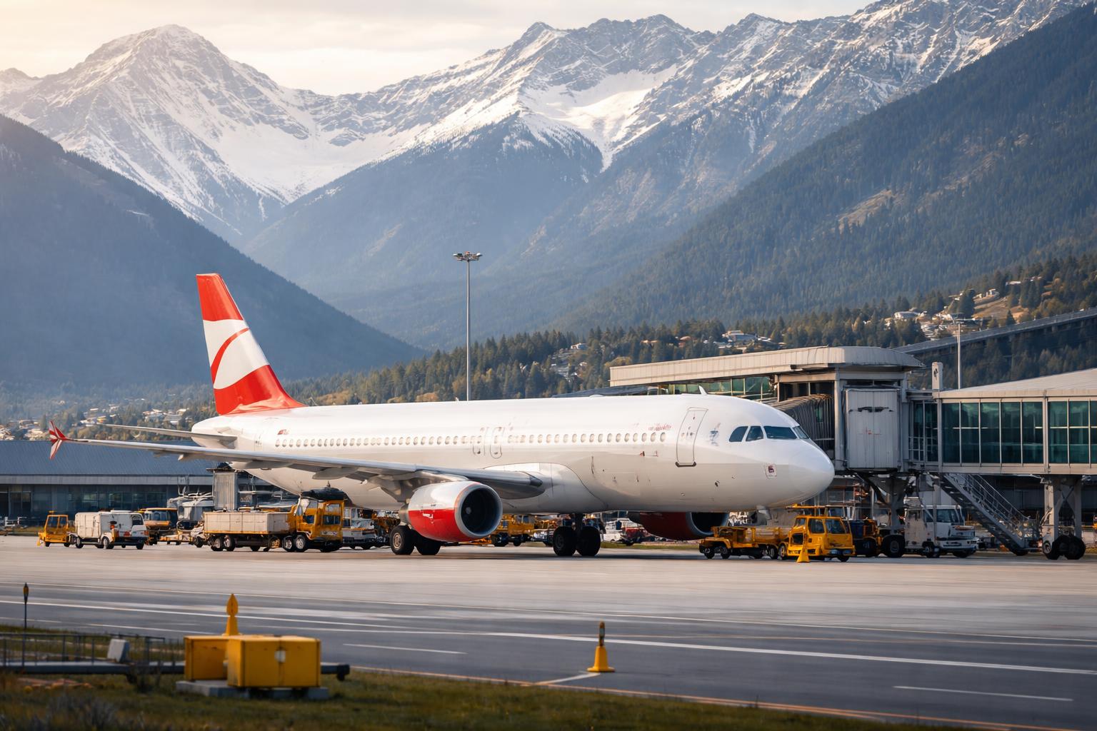 Redaktionelle Szene zum Thema „AUA beendet Innsbruck-Verbindung, Flughafen prüft Ausweg“