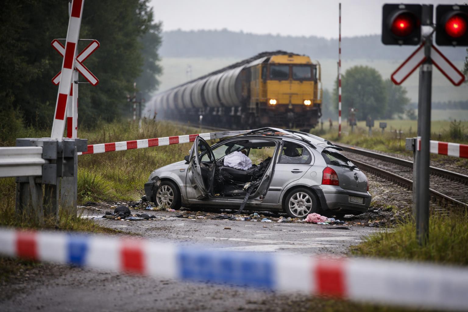 Redaktionelle Szene zum Thema „Auto auf Bahnübergang erfasst: Eltern sterben bei Zugunglück im Waldviertel“