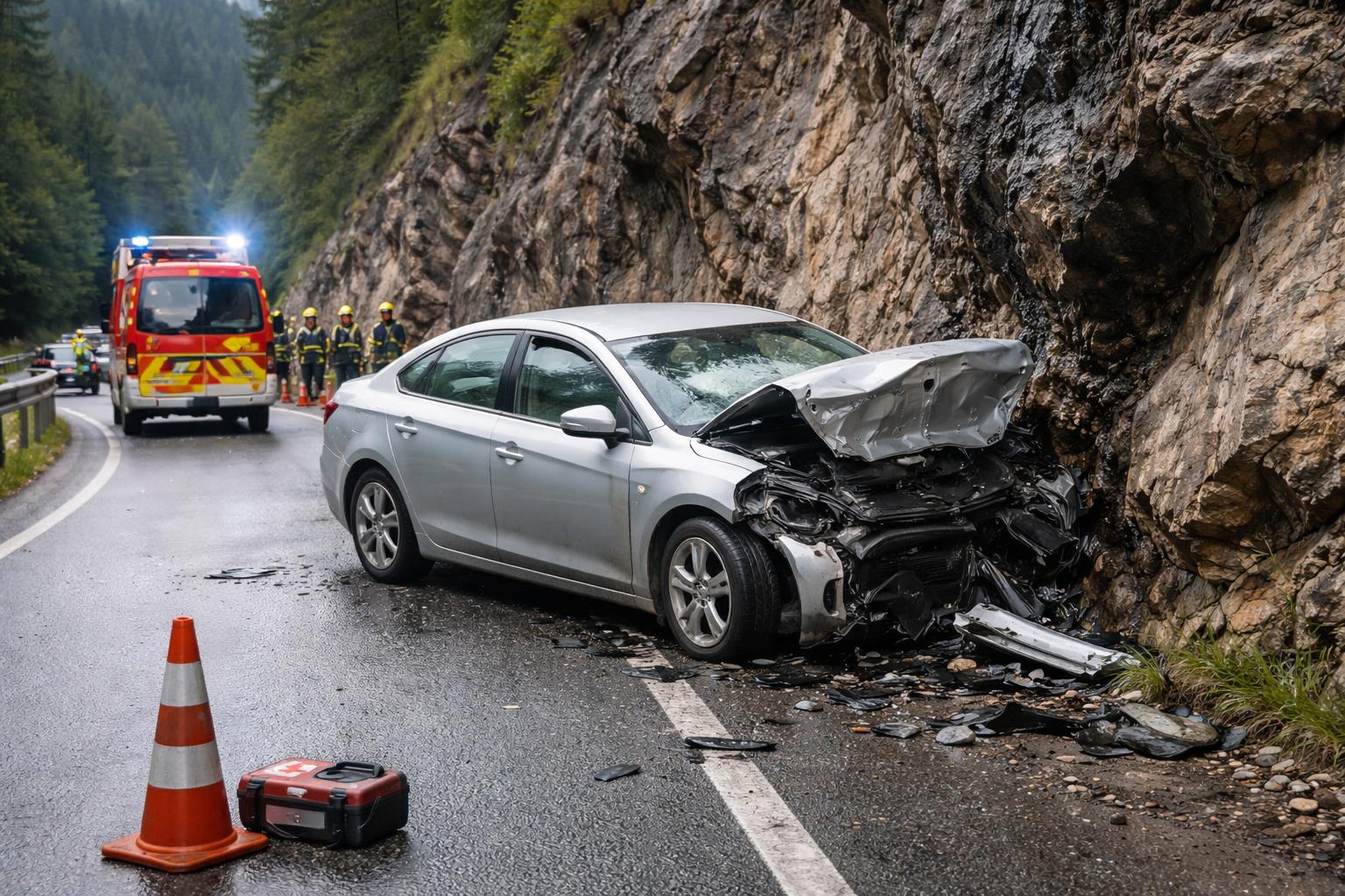 Redaktionelle Szene zum Thema „Auto prallt bei Kufstein gegen Felswand: Zwei Deutsche verletzt“