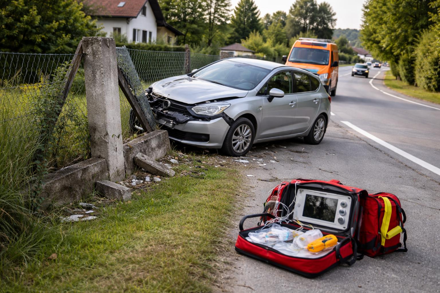 Redaktionelle Szene zum Thema „Auto prallt gegen Zaunsteher: Lenker stirbt nach Herzinfarkt“