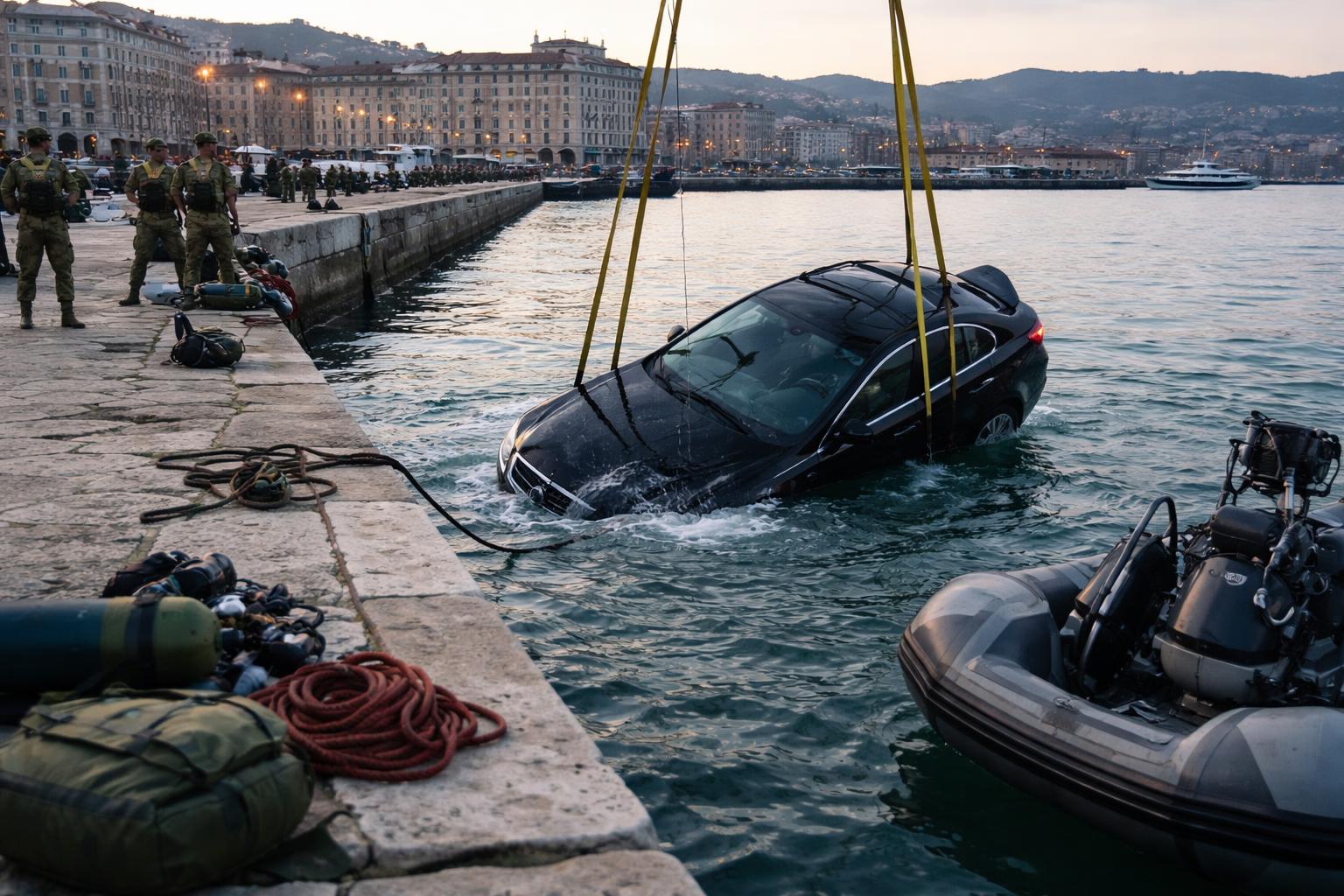 Redaktionelle Szene zum Thema „Auto stürzt in Triest ins Meer – Soldaten retten Lenker“