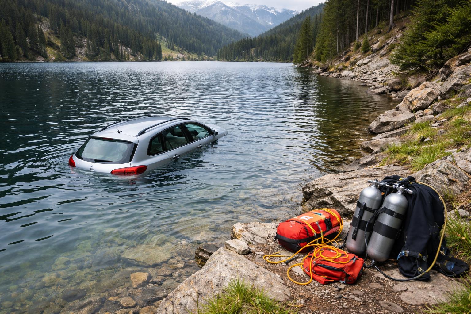Redaktionelle Szene zum Thema „Auto stürzte am Turracher See in den See: 64-Jähriger ertrank nach medizinischem Notfall“