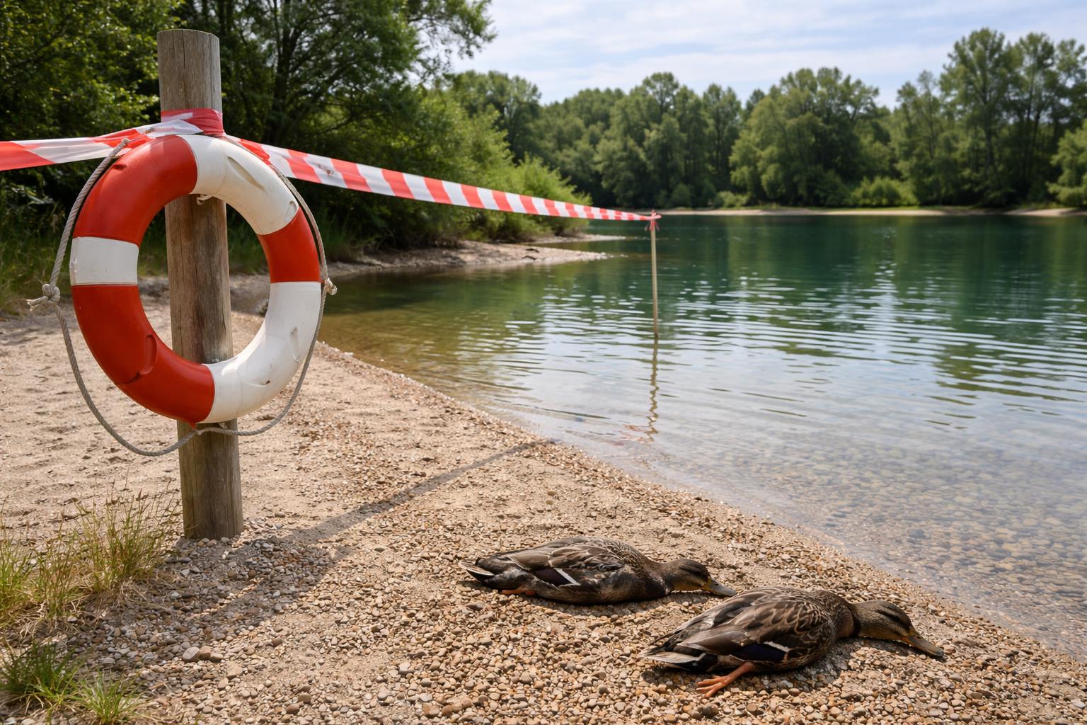 Redaktionelle Szene zum Thema „Badeverbot in Laxenburger Schotterteich nach toten Enten verhängt“