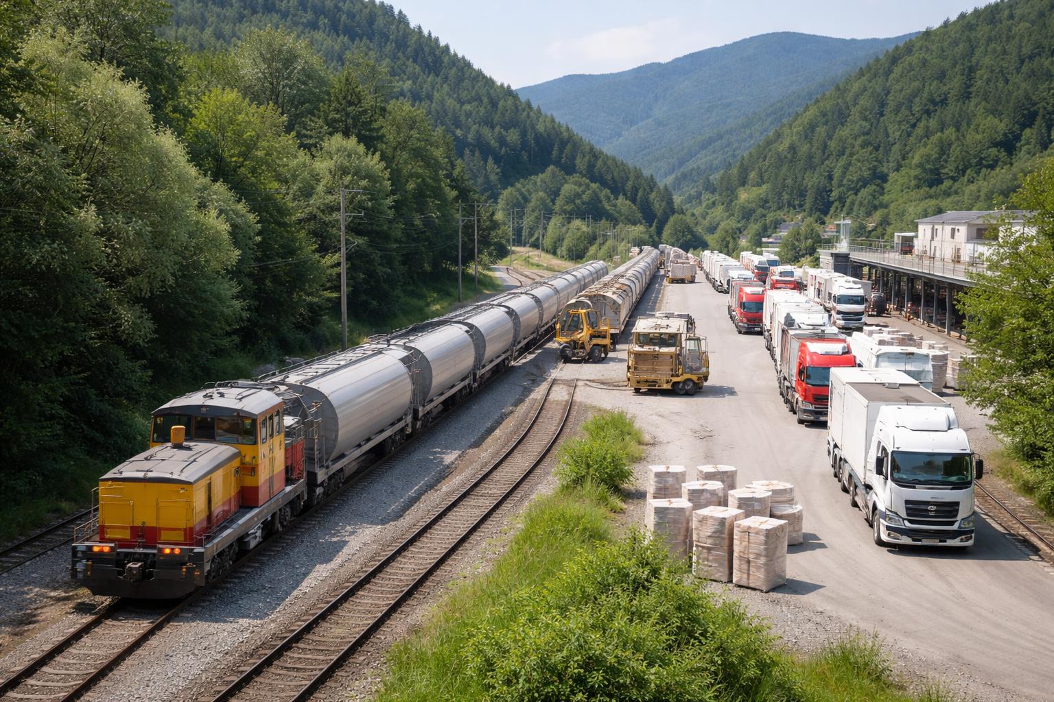 Redaktionelle Szene zum Thema „Baumit-Chef will mehr Güter auf die Schiene bringen – doch die Strecke im Piestingtal bleibt ein Engpass“