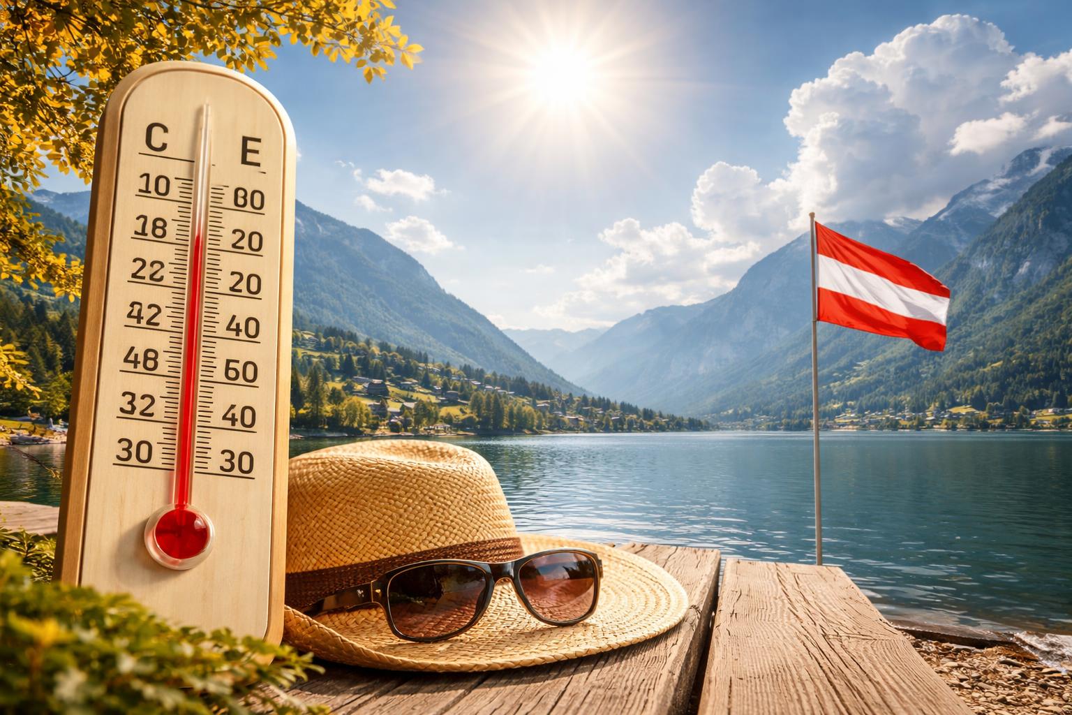 Redaktionelle Szene zum Thema „Bis zu 37 Grad: Hitzewelle hält Österreich auch in der neuen Woche fest im Griff“