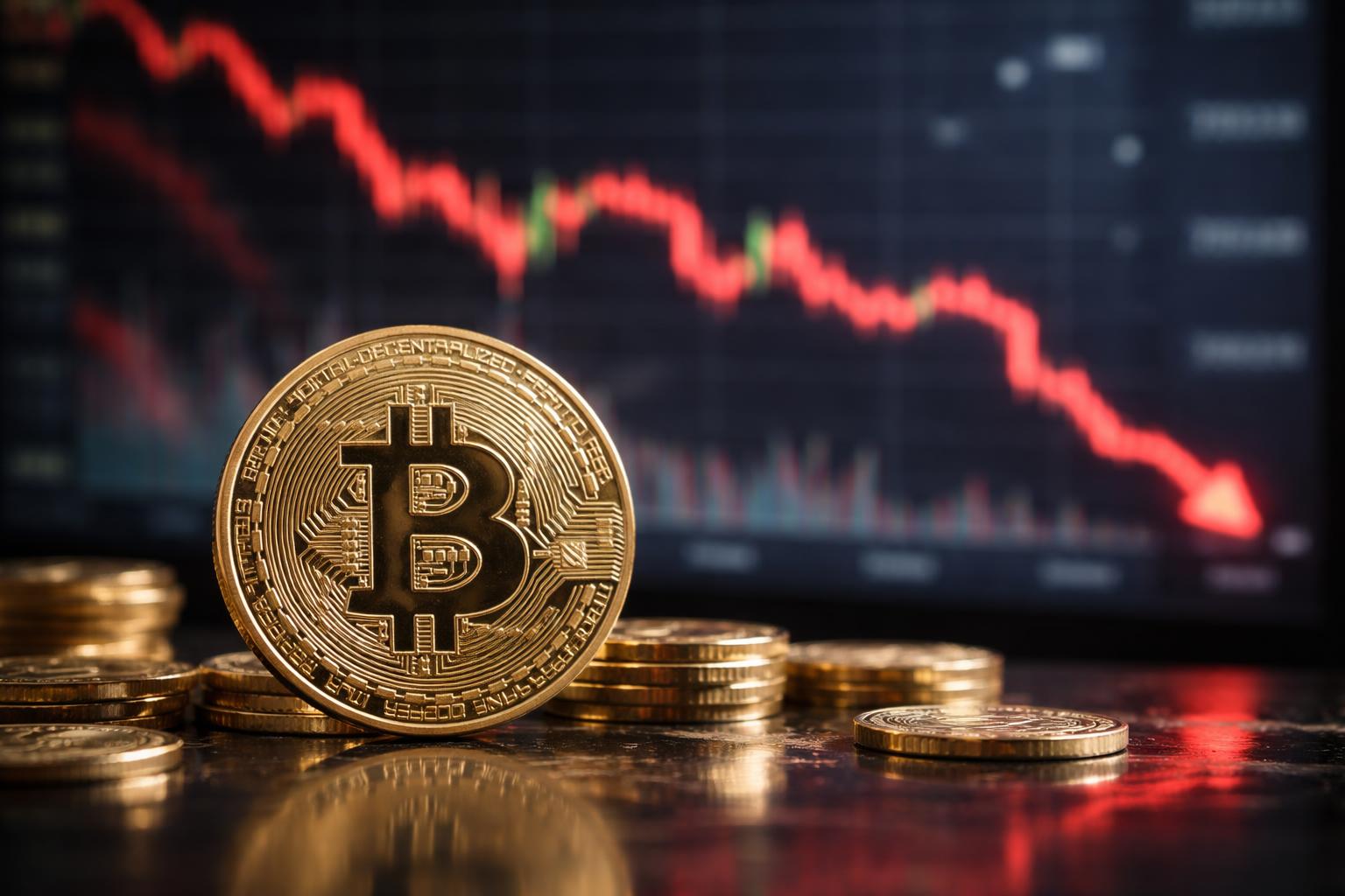 Redaktionelle Szene zum Thema „Bitcoin unter Druck: Warum der Kurs nach dem Rekordhoch deutlich nachgegeben hat“