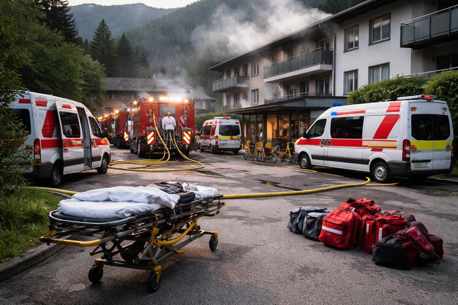 Redaktionelle Szene zum Thema „Brand in Kärntner Pflegeeinrichtung: Rund 20 Verletzte nach Evakuierung“