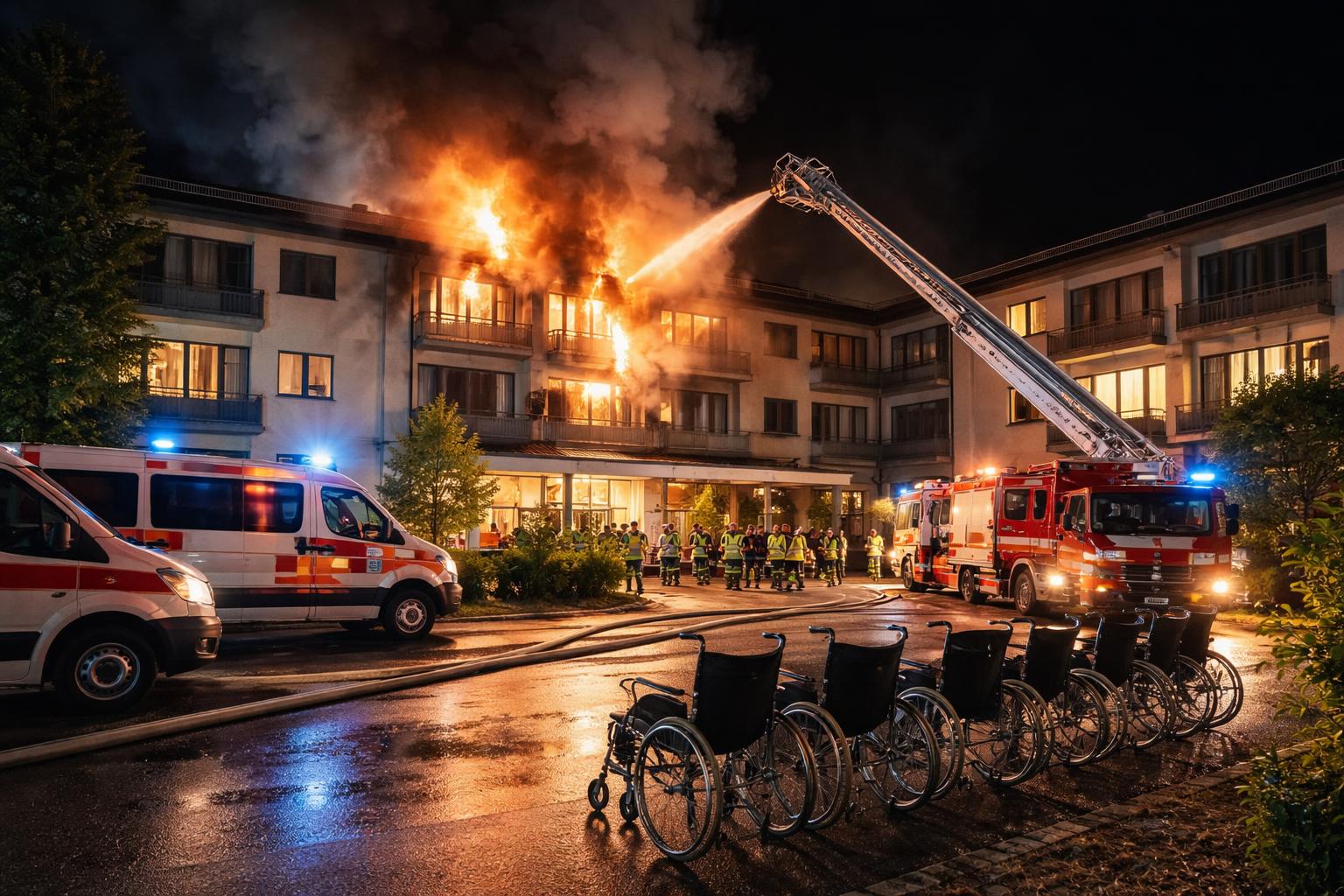 Redaktionelle Szene zum Thema „Brand in Pflegeheim bei Velden: 34 Senioren verletzt“