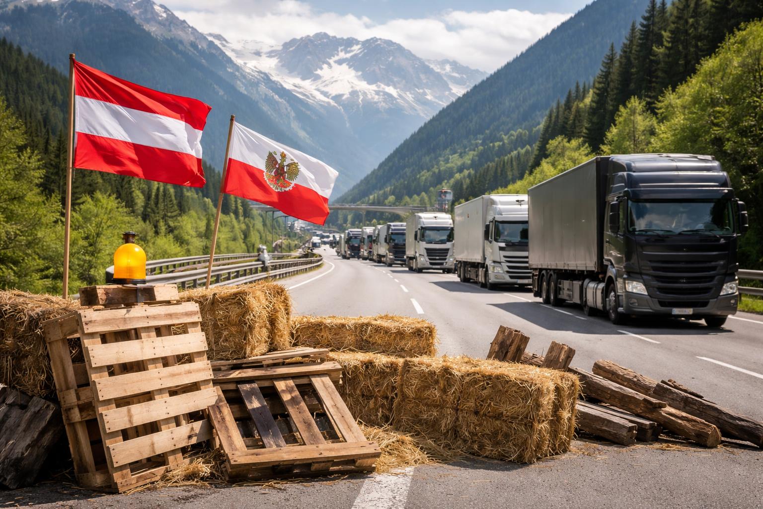 Redaktionelle Szene zum Thema „Brenner-Blockade spaltet Tirol: Protest gegen Transitverkehr und Politik“