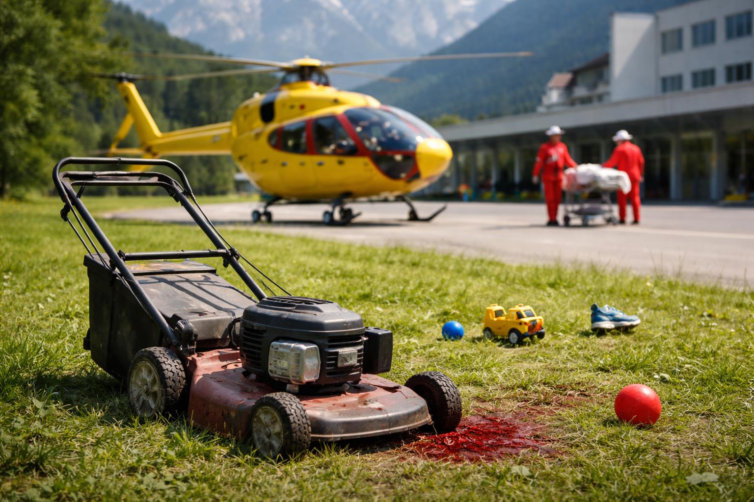 Redaktionelle Szene zum Thema „Bub nach Unfall mit Rasenmäher außer Lebensgefahr“
