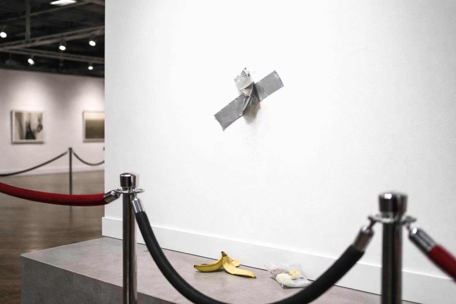 Redaktionelle Szene zum Thema „Cattelans Banane aus Ausstellung im Centre Pompidou gestohlen“