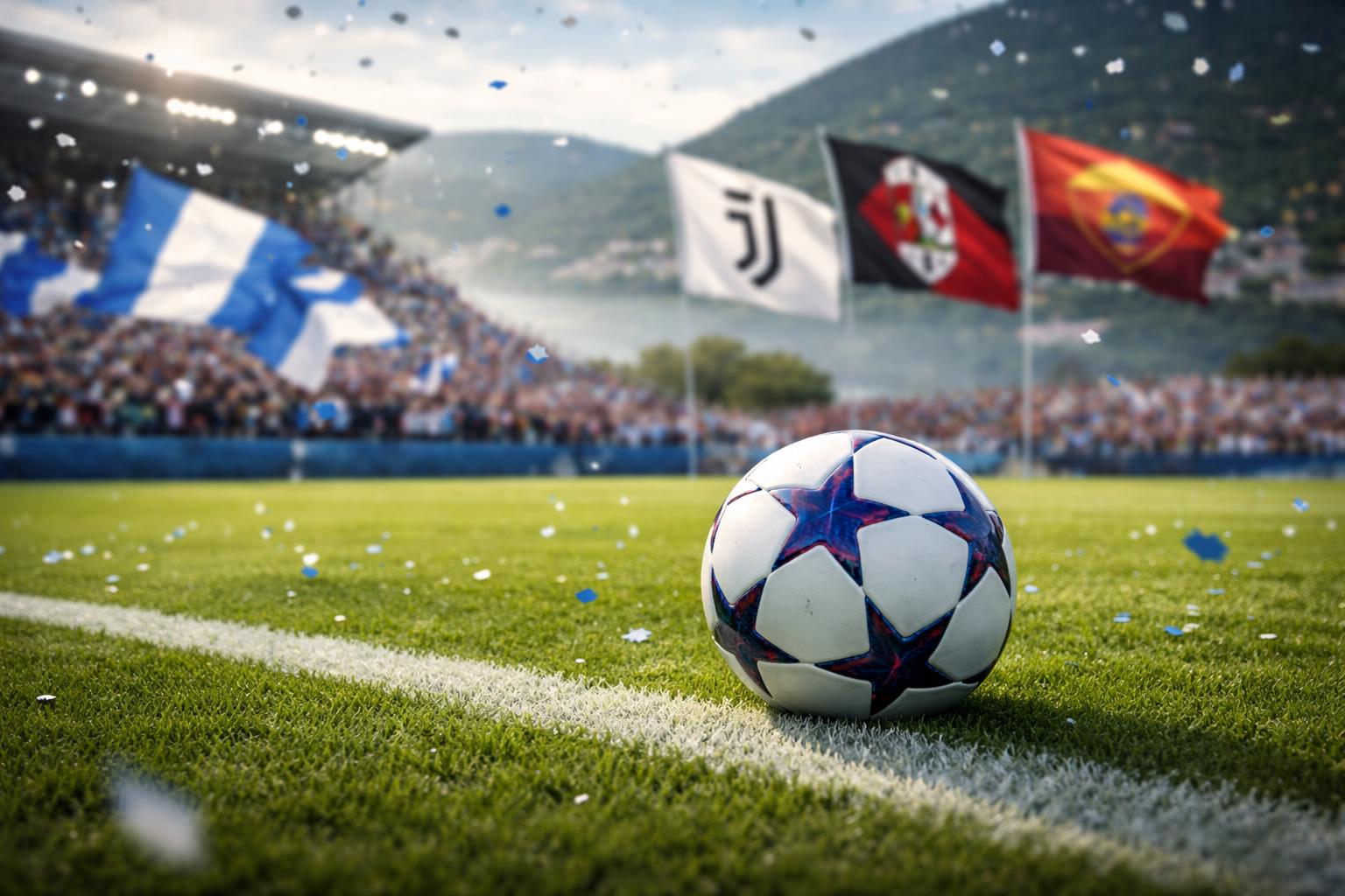 Redaktionelle Szene zum Thema „Como feiert historische Champions-League-Qualifikation, Juve und Milan müssen in die Europa League“