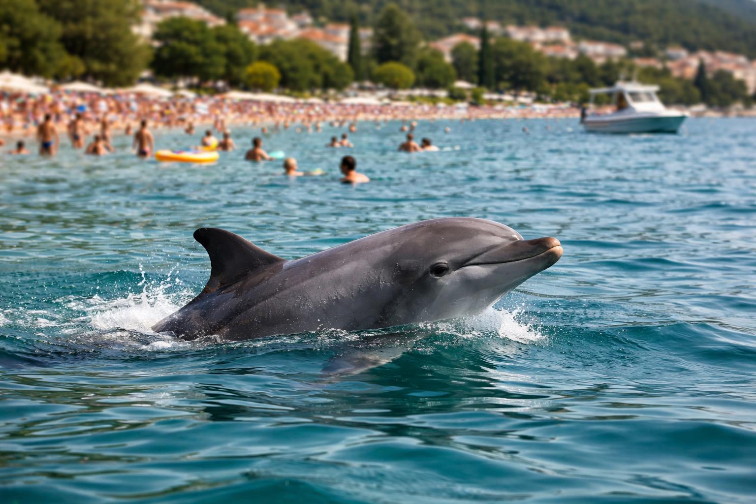Redaktionelle Szene zum Thema „Delfin in der Adria sorgt in Kroatien für Sorge unter Meeresbiologen“