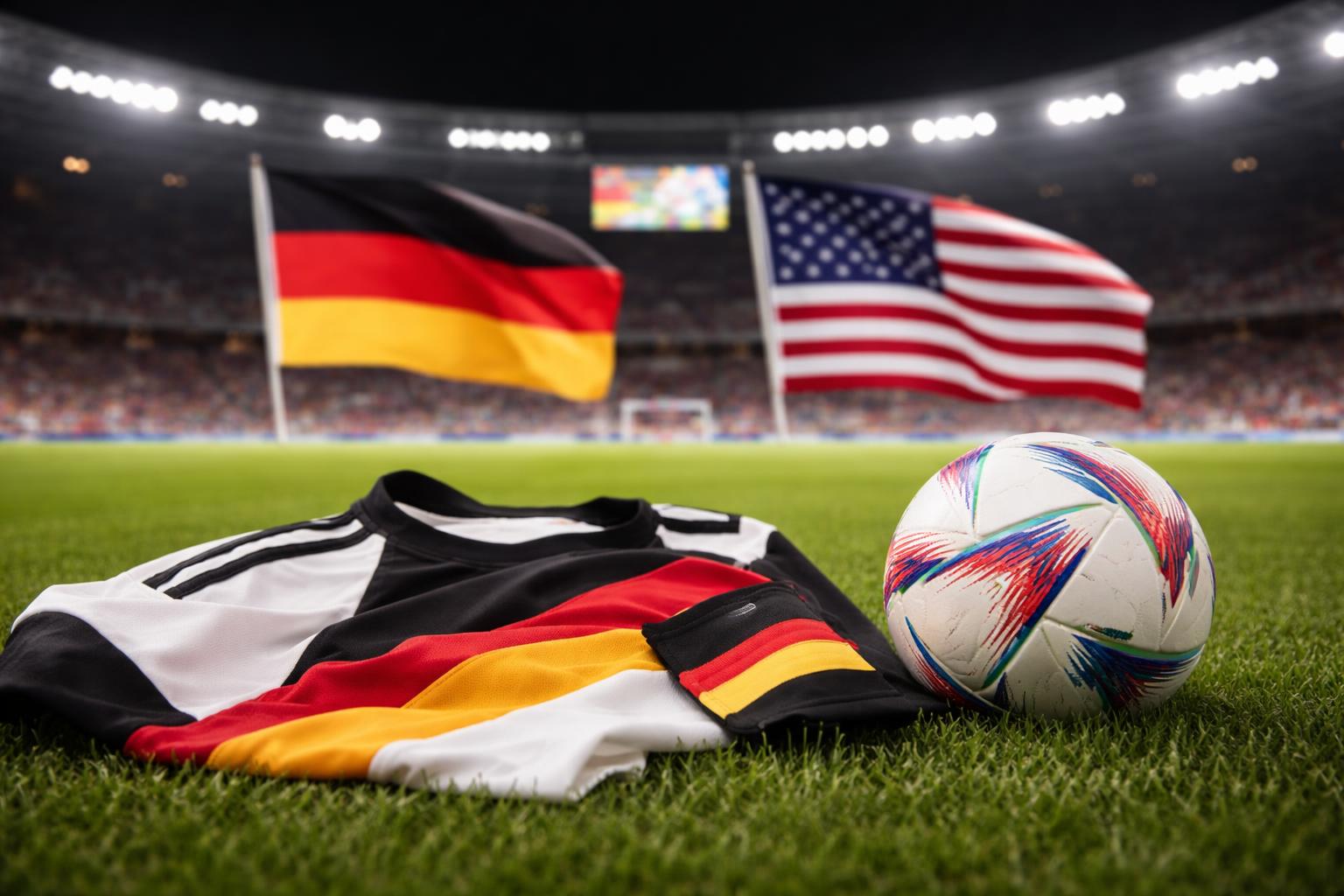 Redaktionelle Szene zum Thema „Deutschland gewinnt WM-Generalprobe gegen die USA“
