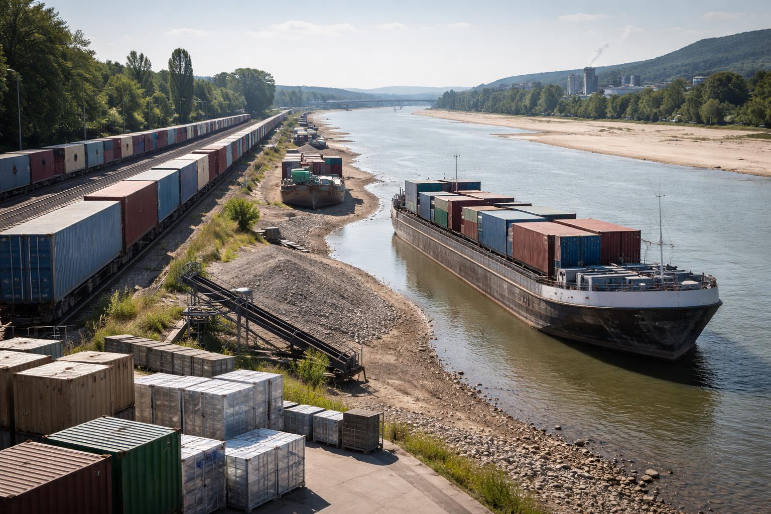 Redaktionelle Szene zum Thema „Donau-Niedrigwasser bremst heimische Unternehmen aus“