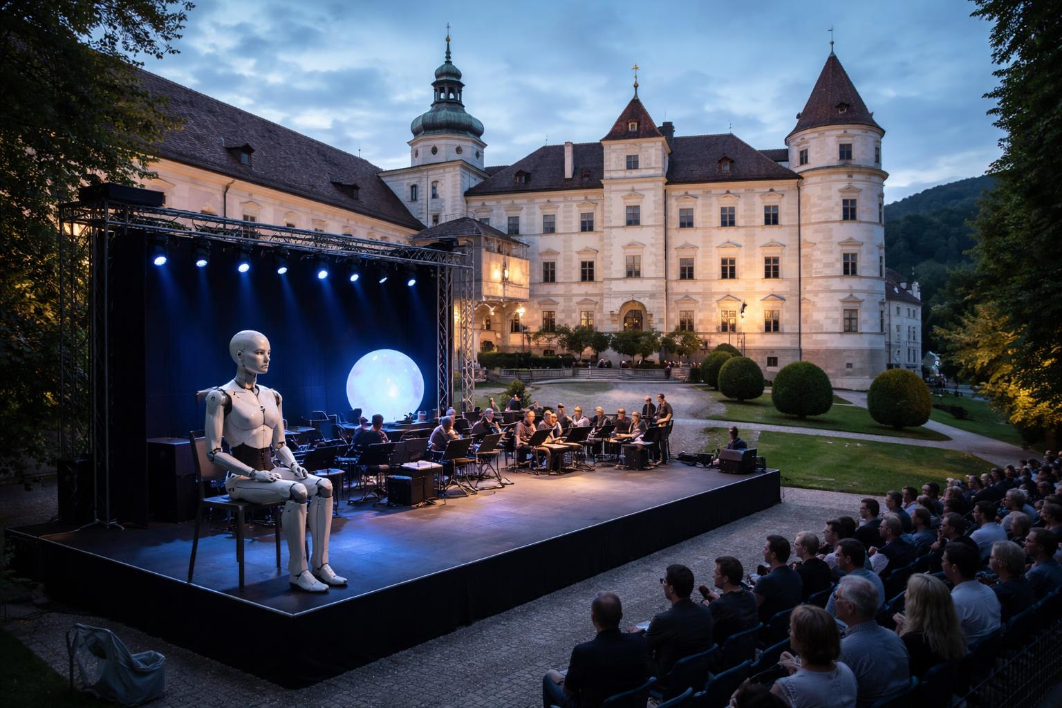 Redaktionelle Szene zum Thema „Donaufestwochen eröffnen mit Musiktheater über KI“