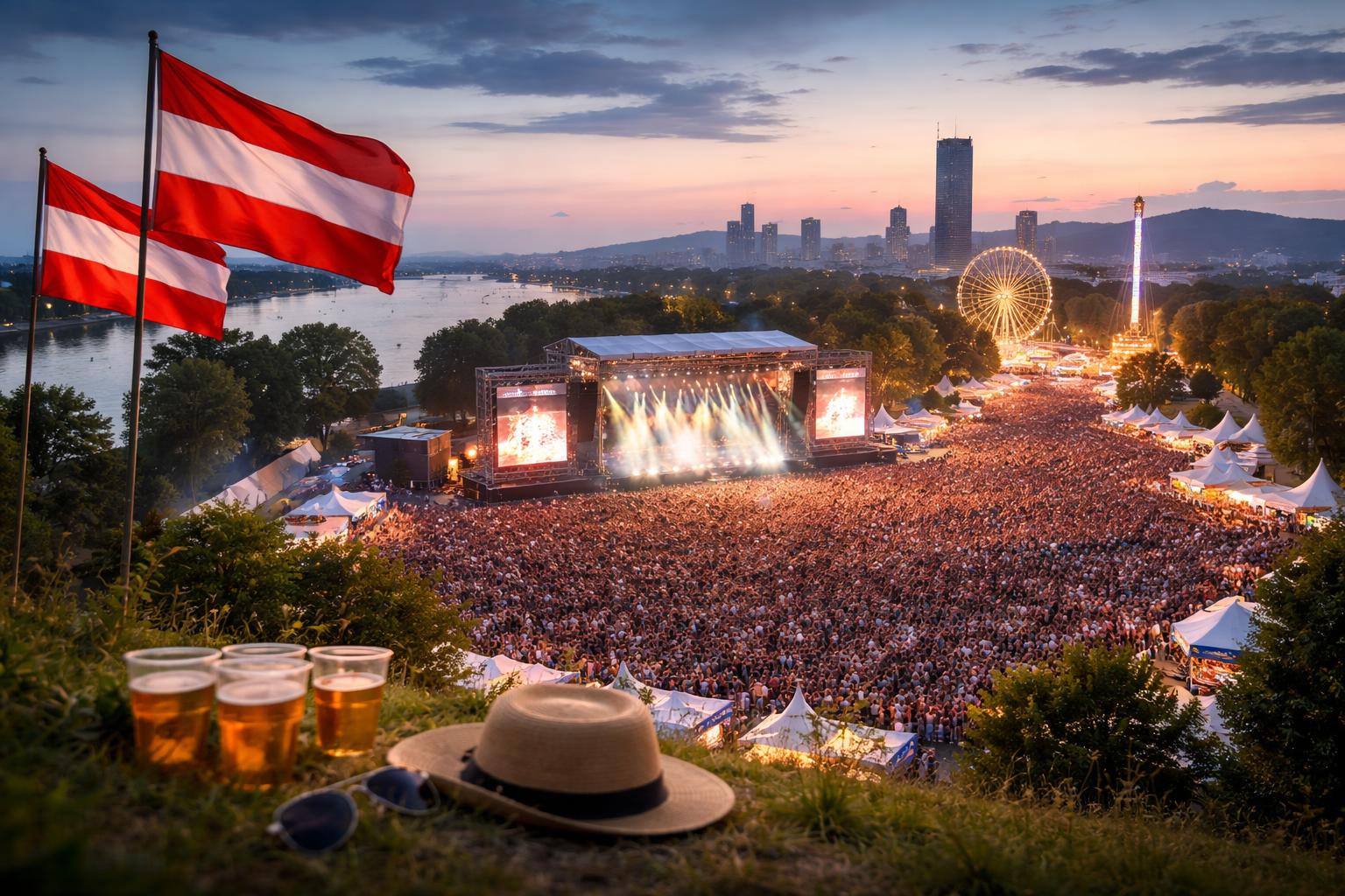 Redaktionelle Szene zum Thema „Donauinselfest zieht Hunderttausende auf die Wiener Donauinsel“