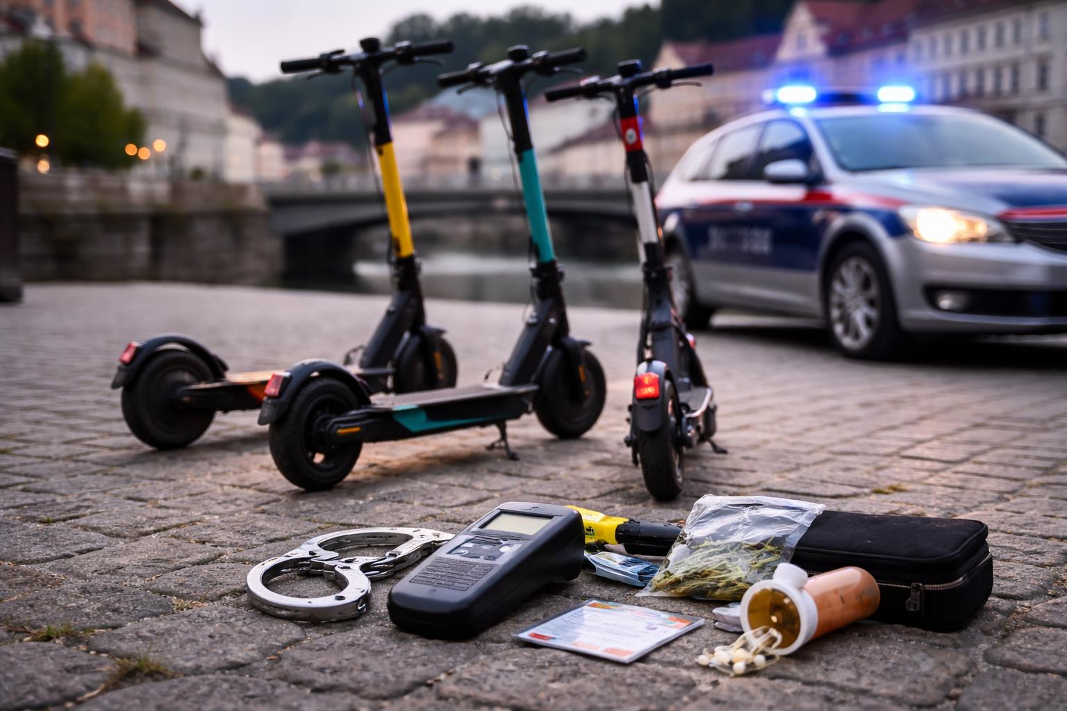 Redaktionelle Szene zum Thema „Drei Anzeigen nach E-Scooter-Kontrollen in Steyr“