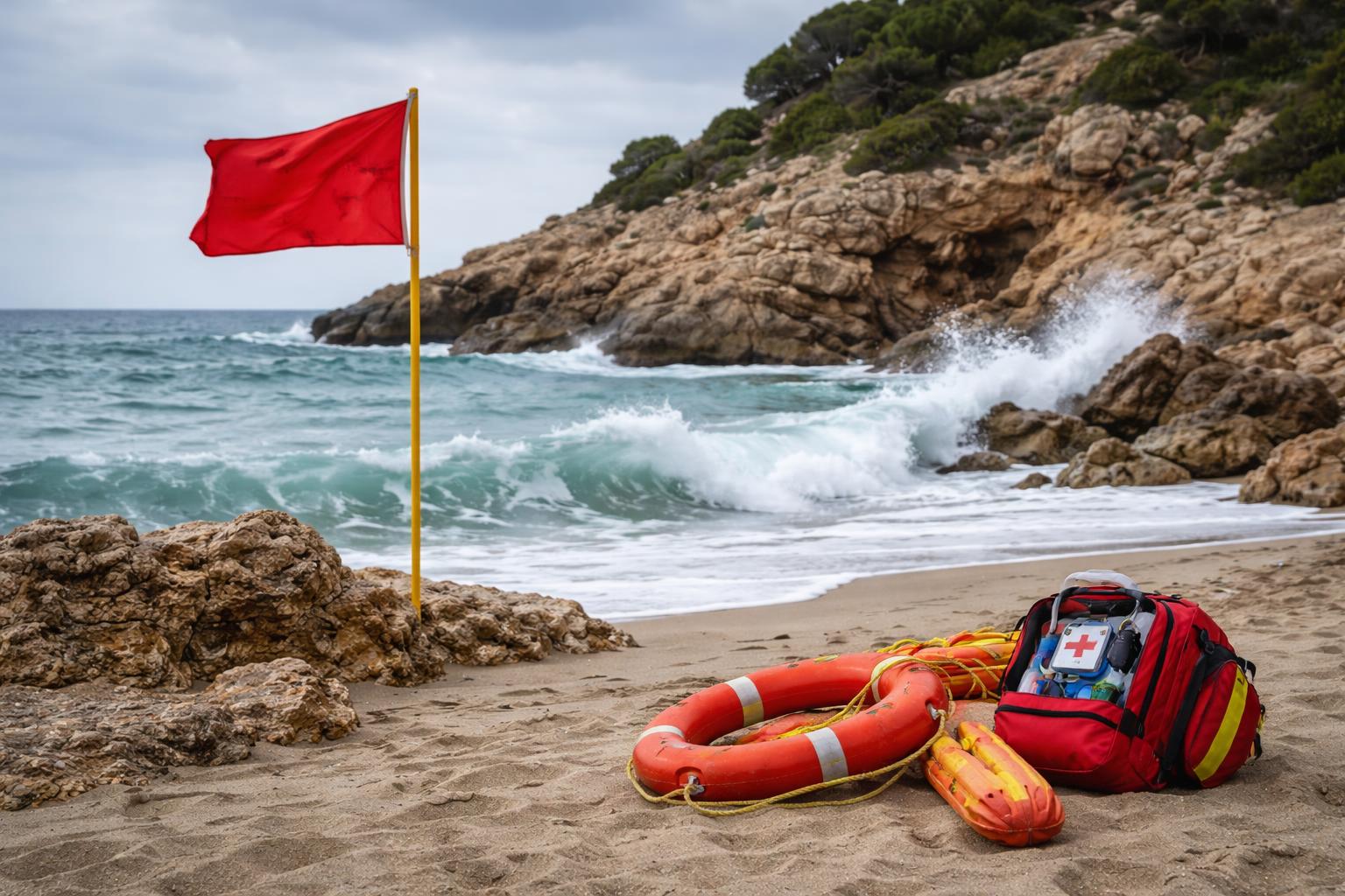 Redaktionelle Szene zum Thema „Drei Buben sterben beim Baden an Spaniens Mittelmeerküste“