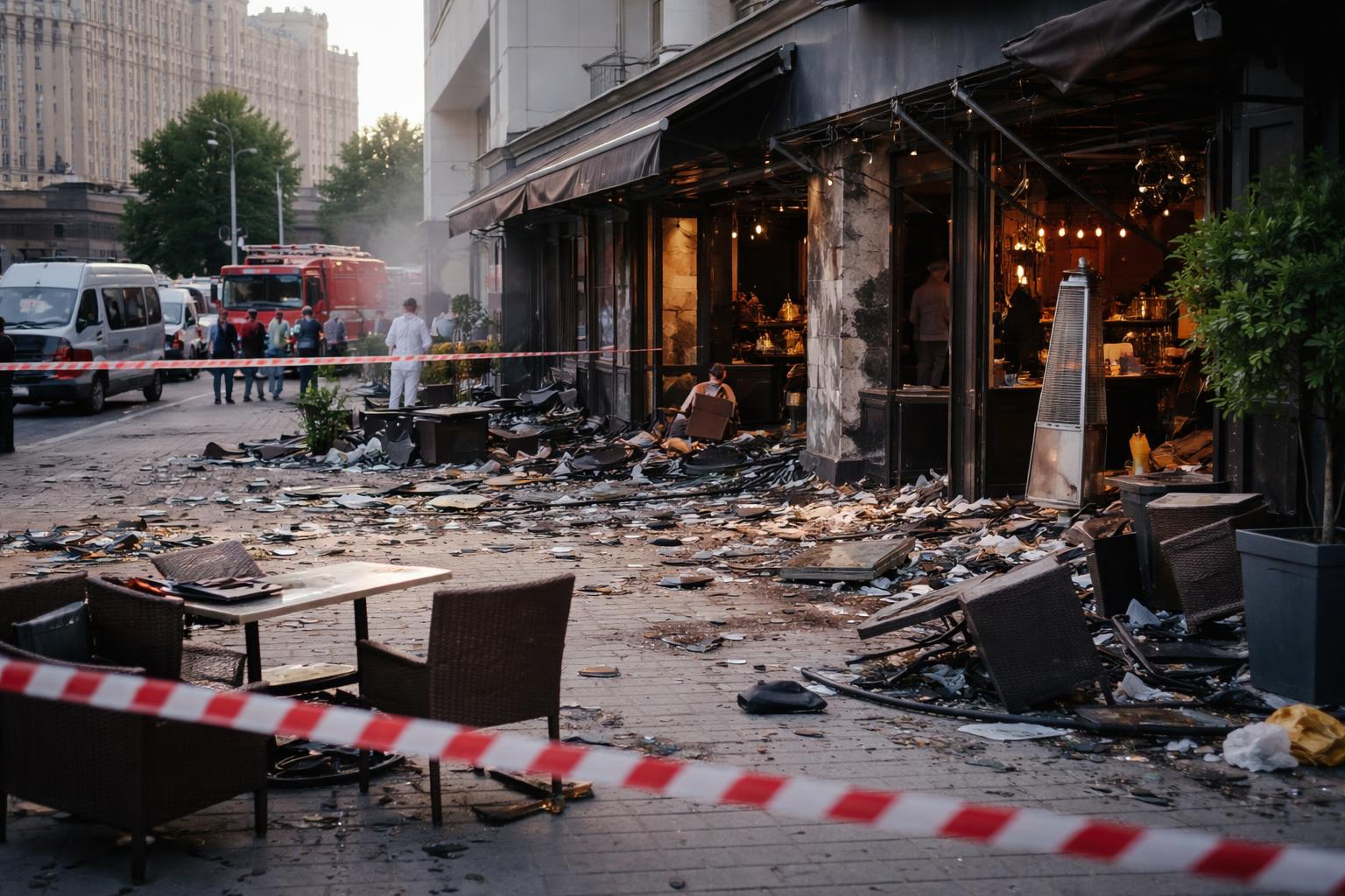 Redaktionelle Szene zum Thema „Drei Tote bei Explosion in Restaurant in Moskau“