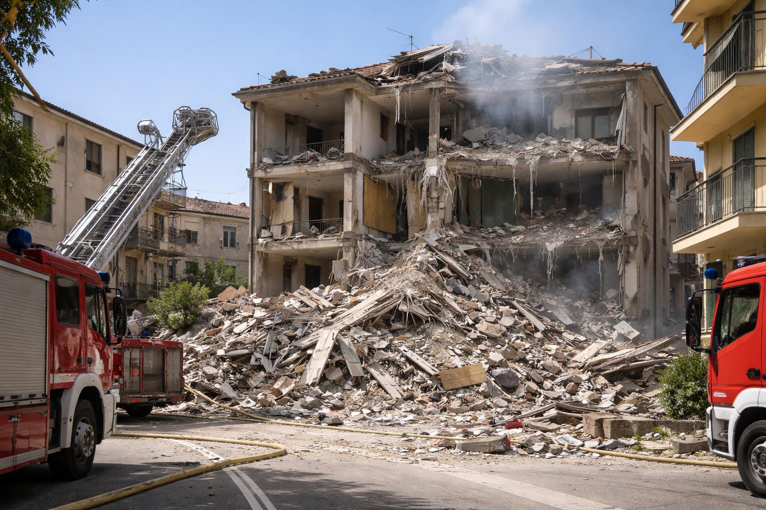 Redaktionelle Szene zum Thema „Drei Tote nach Explosion in Wohnhaus in Porto Sant’Elpidio“