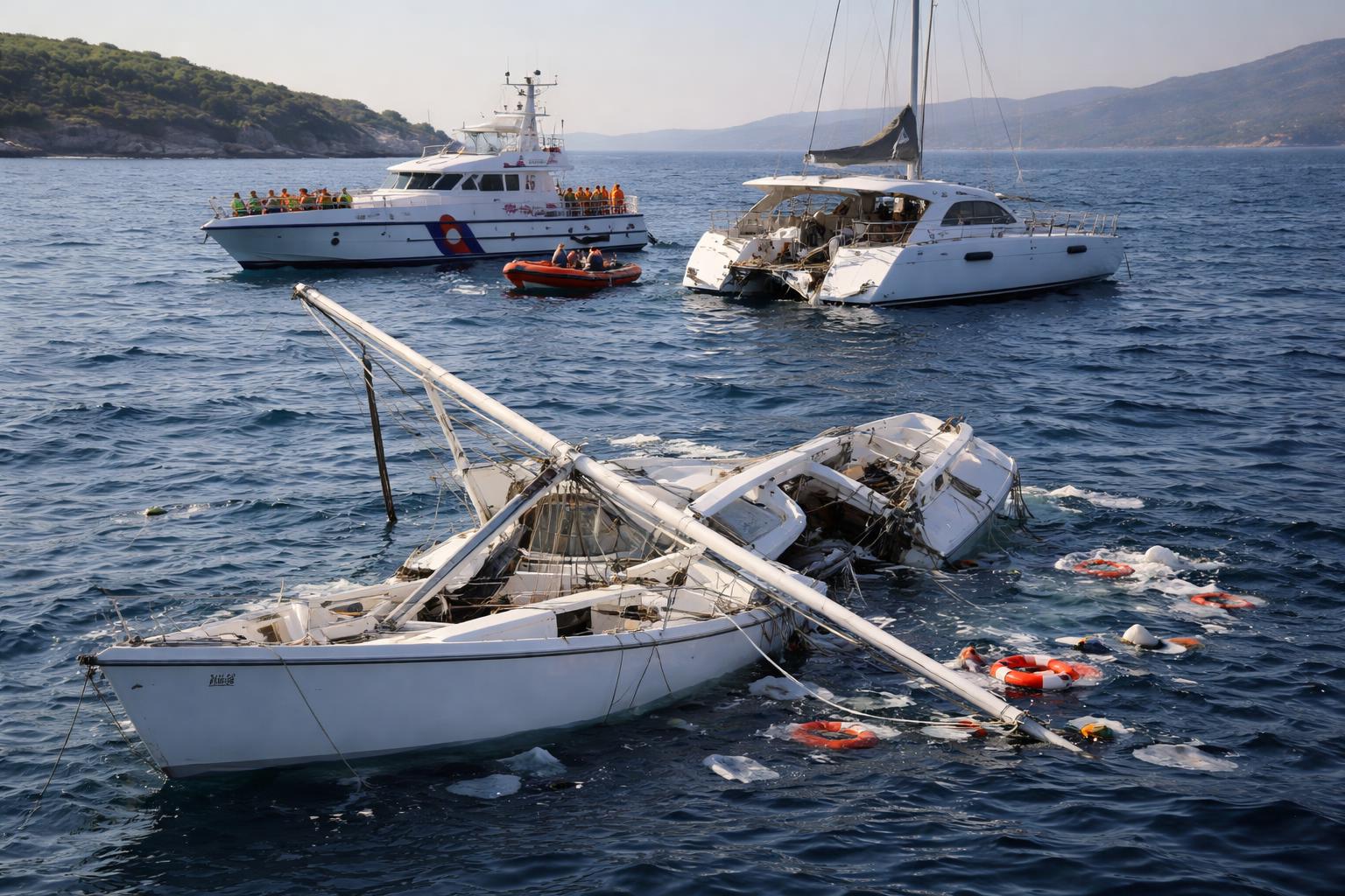 Redaktionelle Szene zum Thema „Drei Tote nach Zusammenstoß von Katamaran und Segelboot vor Brač und Šolta“