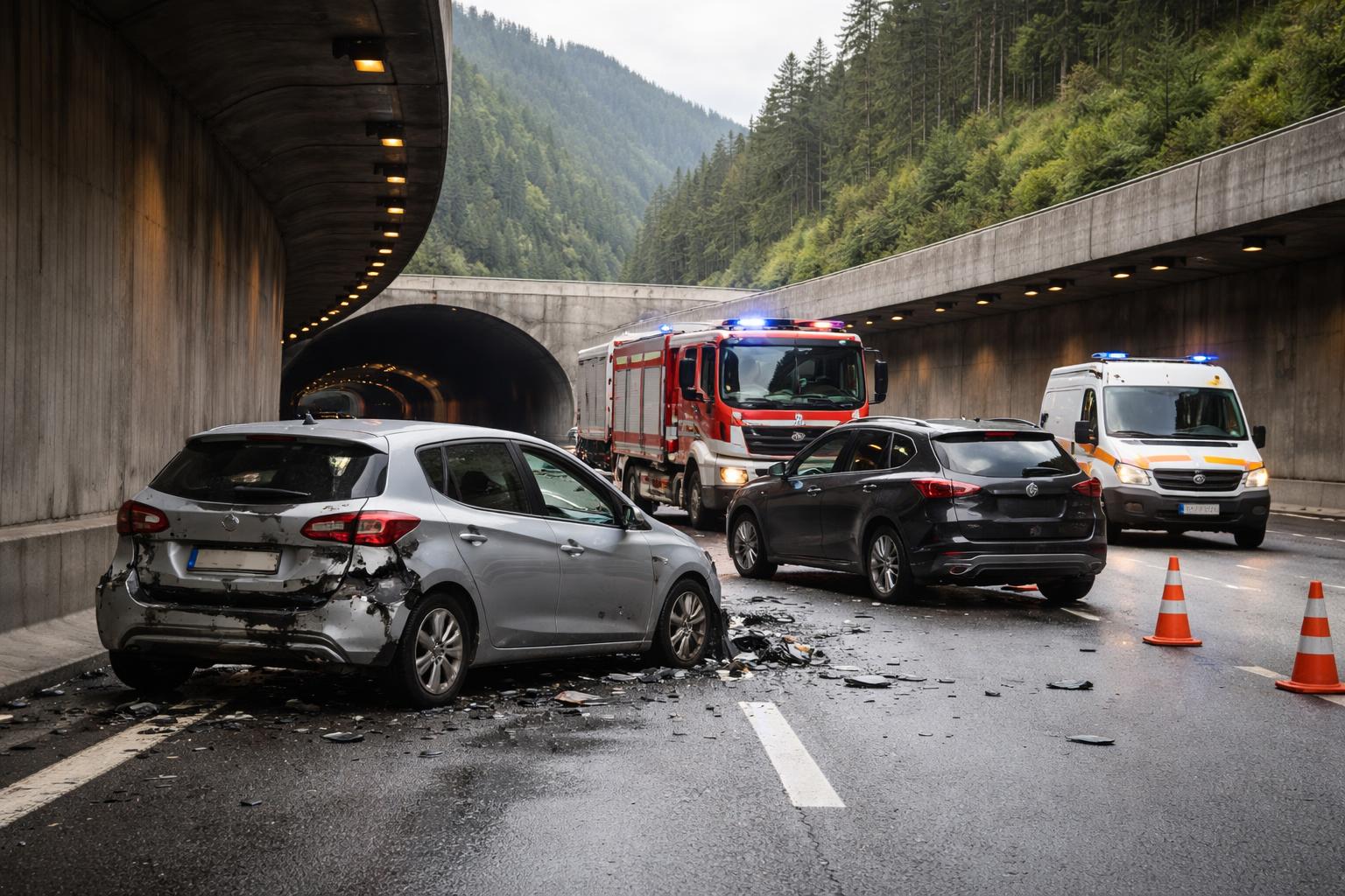 Redaktionelle Szene zum Thema „Drei Verletzte nach Auffahrunfall auf der A11 bei St. Niklas“