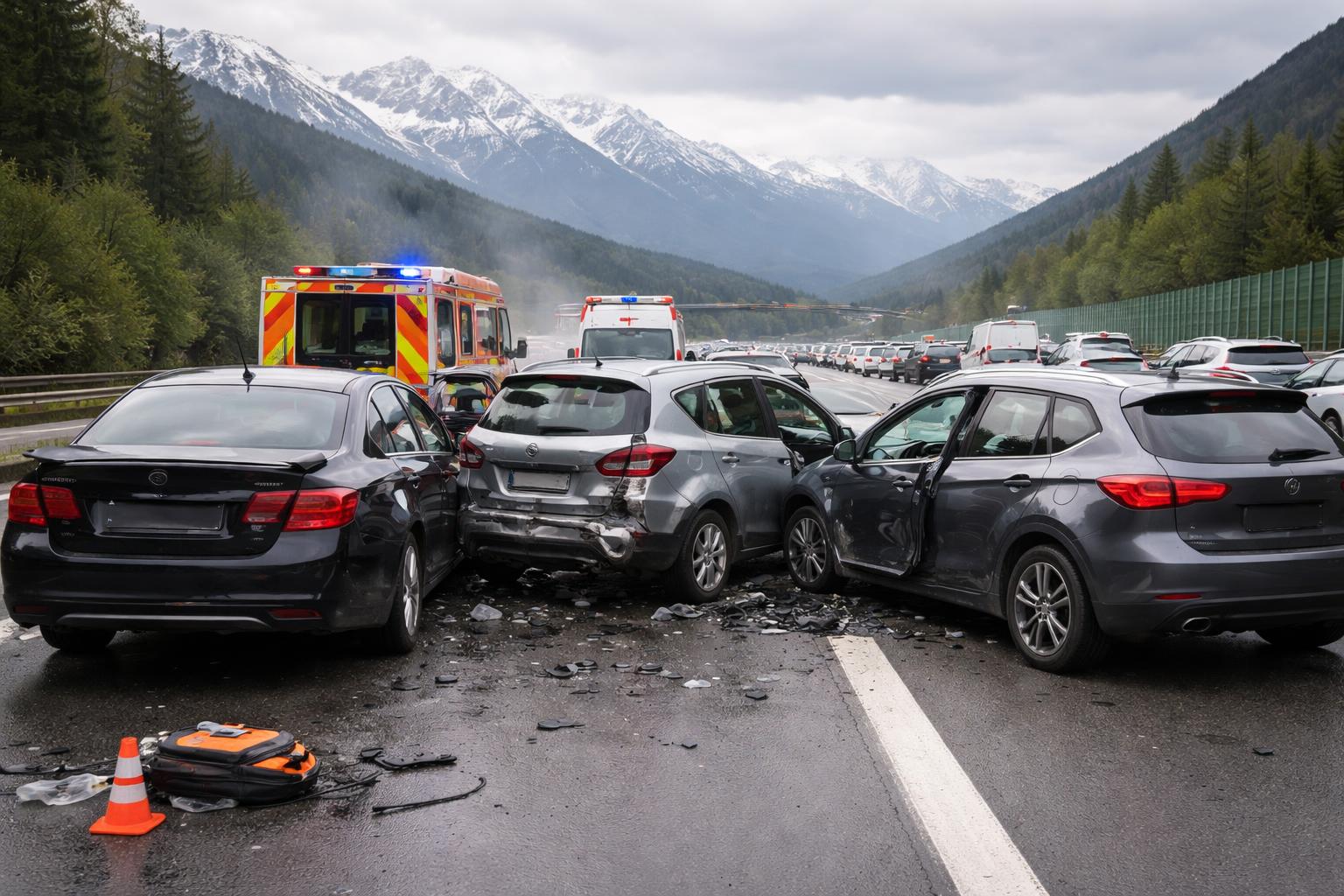 Redaktionelle Szene zum Thema „Drei Verletzte nach Kollision auf der A12 bei Innsbruck“