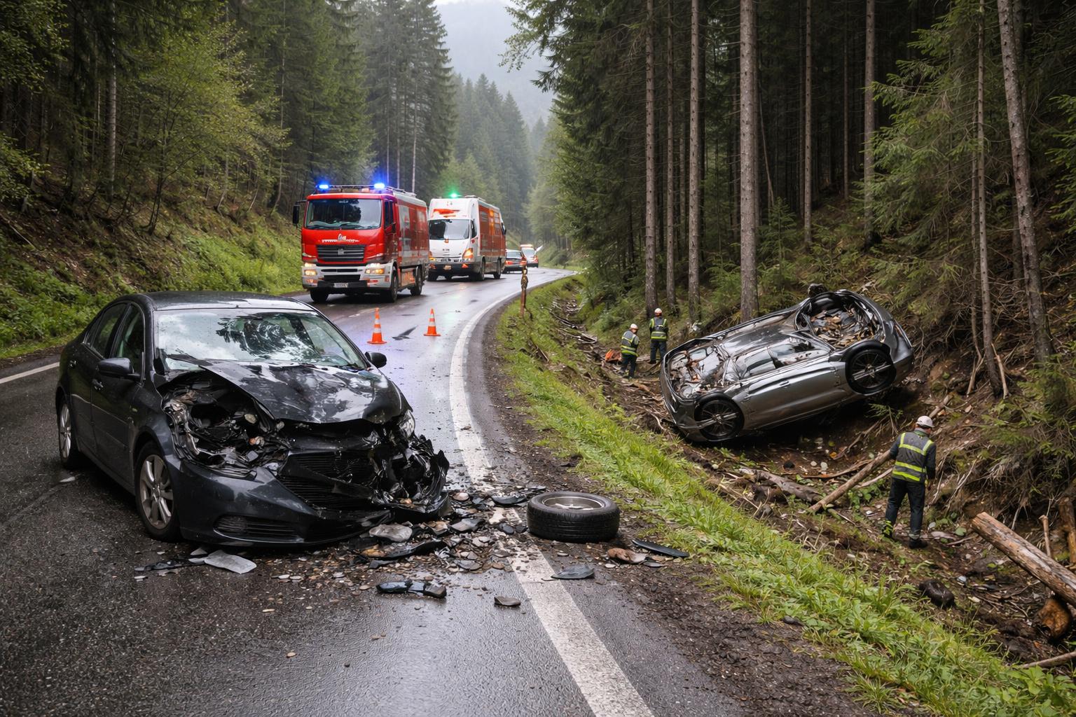 Redaktionelle Szene zum Thema „Drei Verletzte nach Kollision auf der Volderwaldstraße in Tulfes“