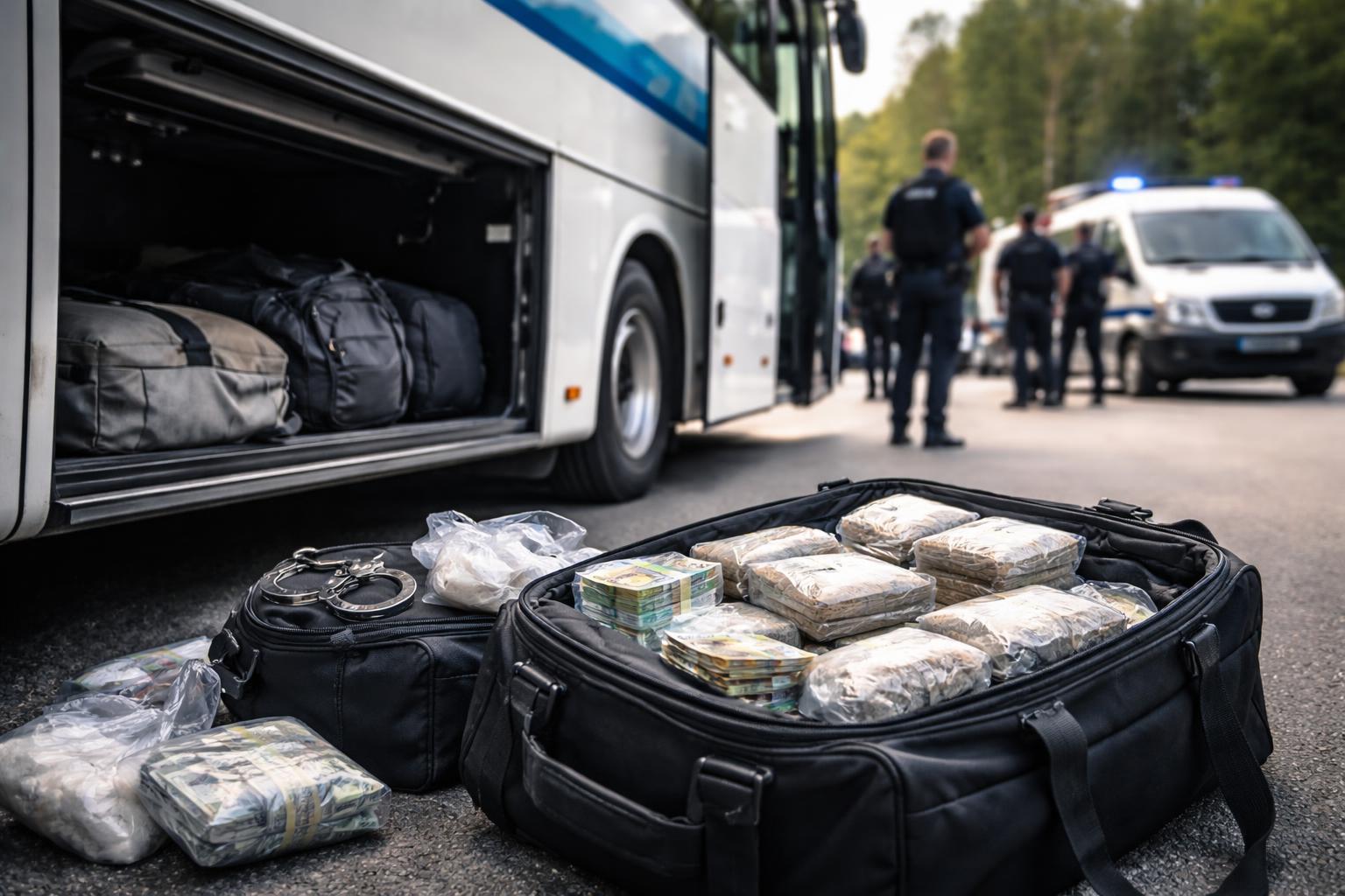 Redaktionelle Szene zum Thema „Drogendealer nach fast 22 Jahren bei Kontrolle in Reisebus festgenommen“