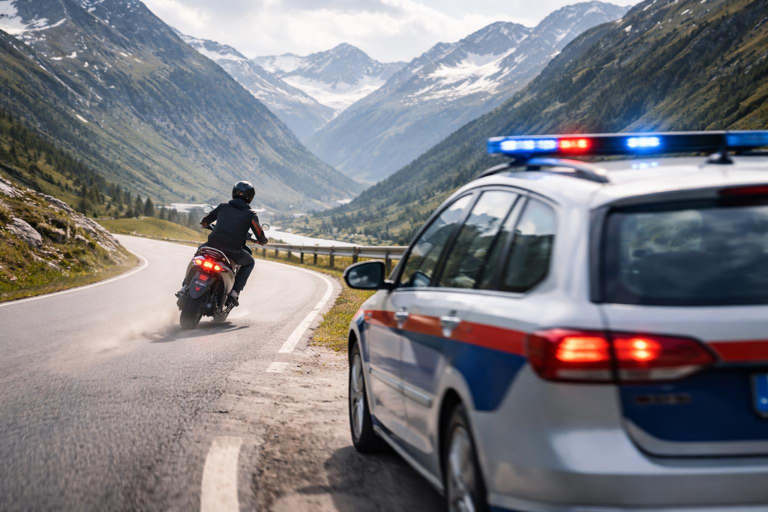 Redaktionelle Szene zum Thema „E-Moped-Lenker flüchtete in Tirol vor Polizeistreife“