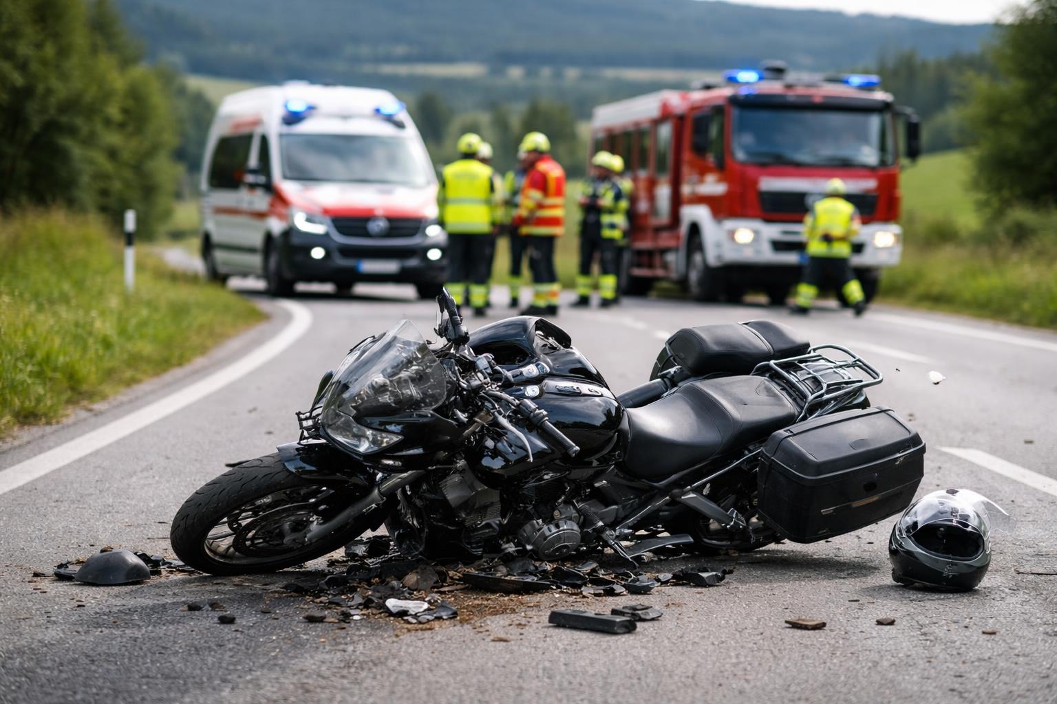 Redaktionelle Szene zum Thema „Ehepaar bei Motorradunfall in der Oststeiermark schwer verletzt“