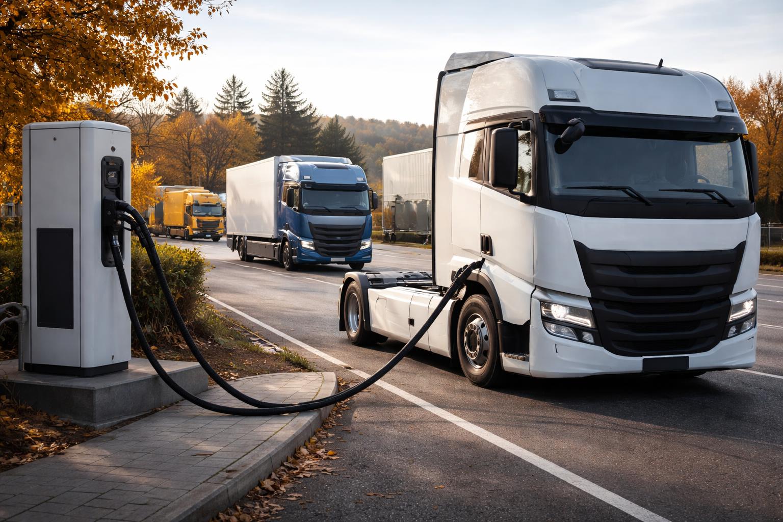Redaktionelle Szene zum Thema „Elektro-Lkw gewinnen weltweit deutlich an Tempo“