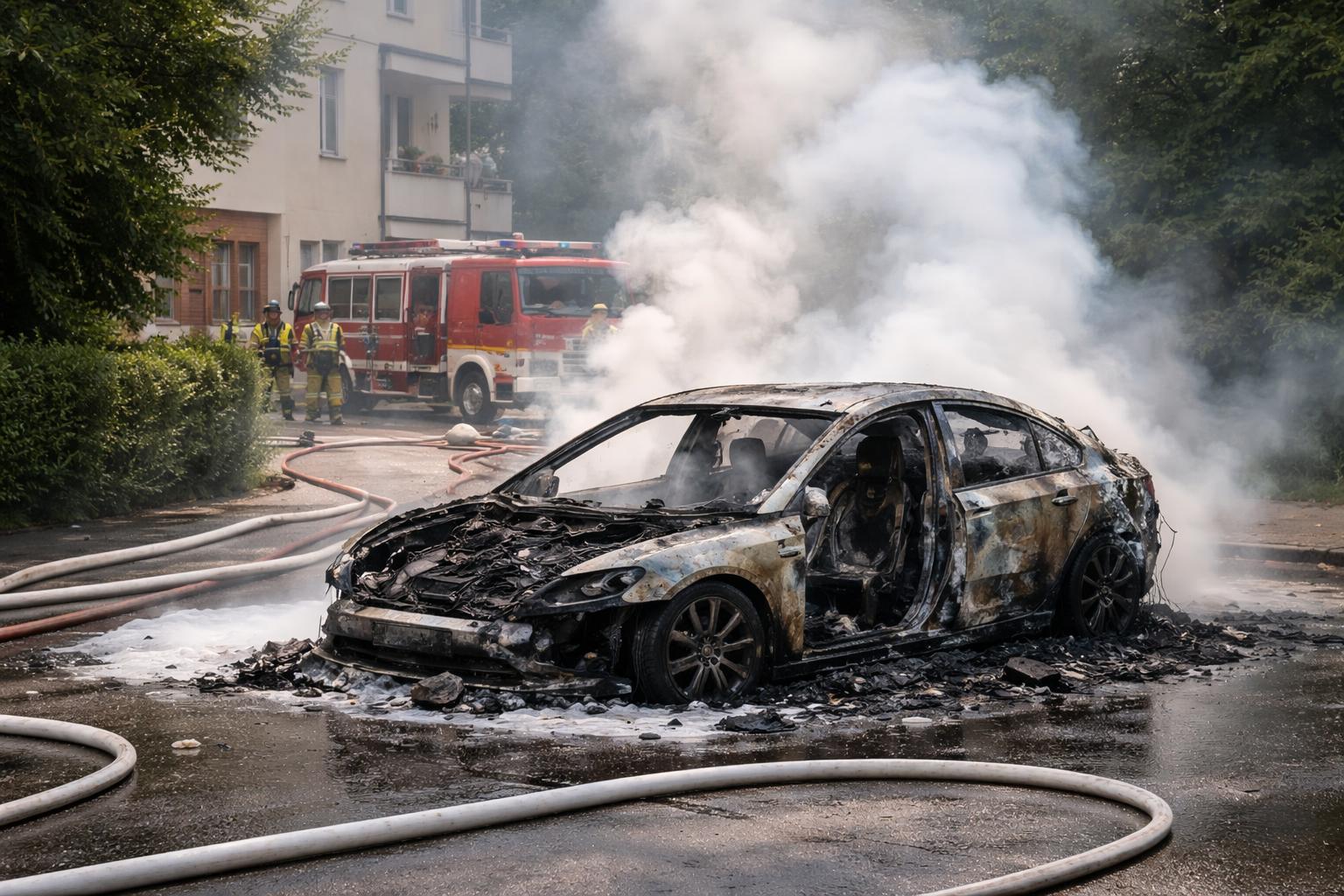Redaktionelle Szene zum Thema „Elektroauto in Salzburg-Nonntal ausgebrannt“