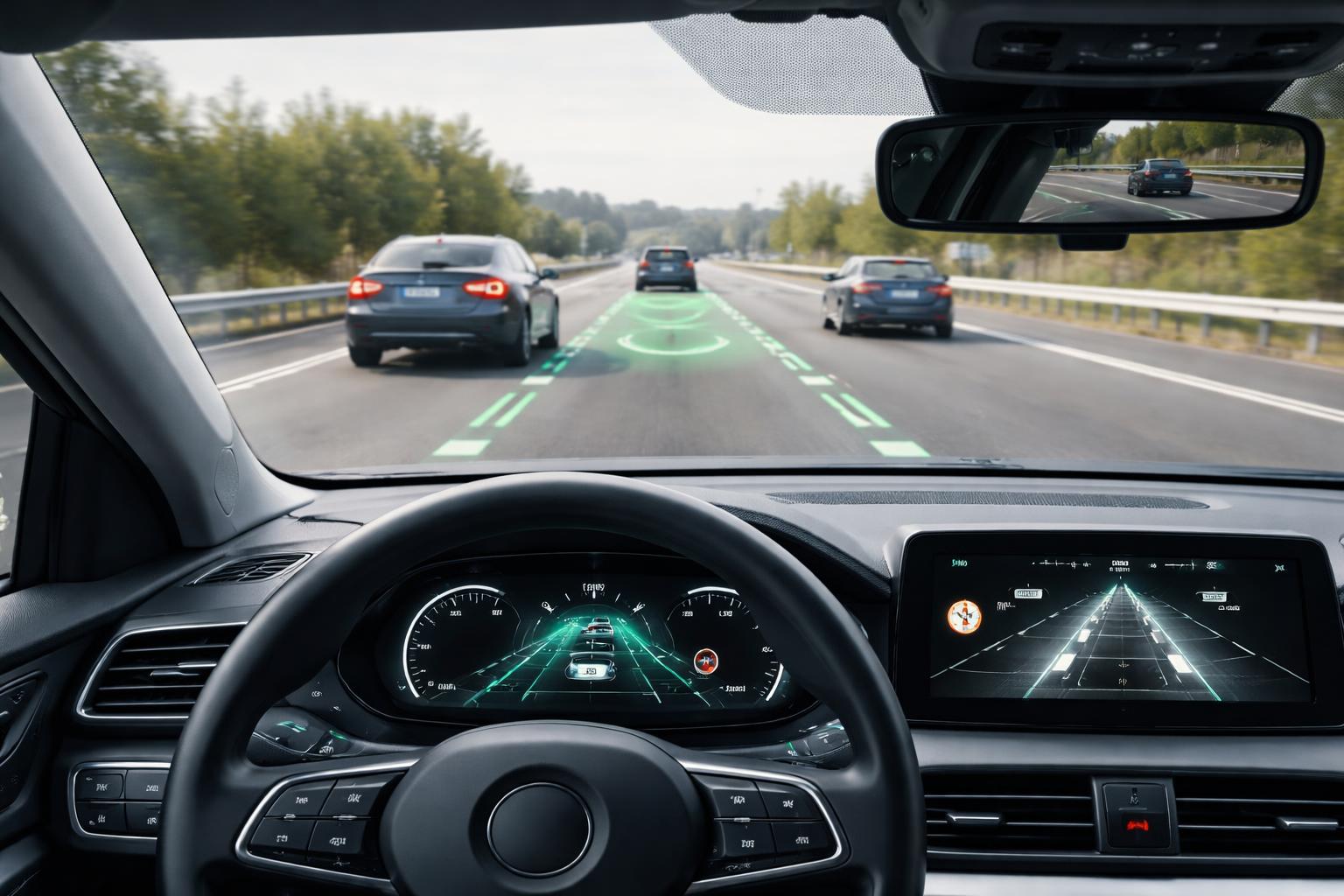Redaktionelle Szene zum Thema „Elektronische Assistenzsysteme im Auto: Was Spurhalter, Notbremsen und Co. leisten“