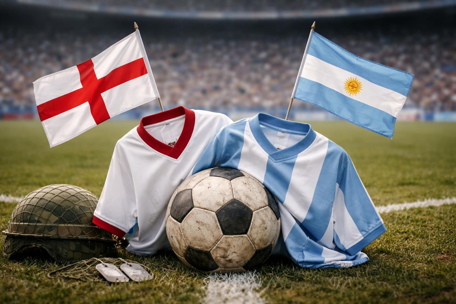 Redaktionelle Szene zum Thema „England gegen Argentinien: Ein Halbfinale mit alter Last aus den Falklandjahren“