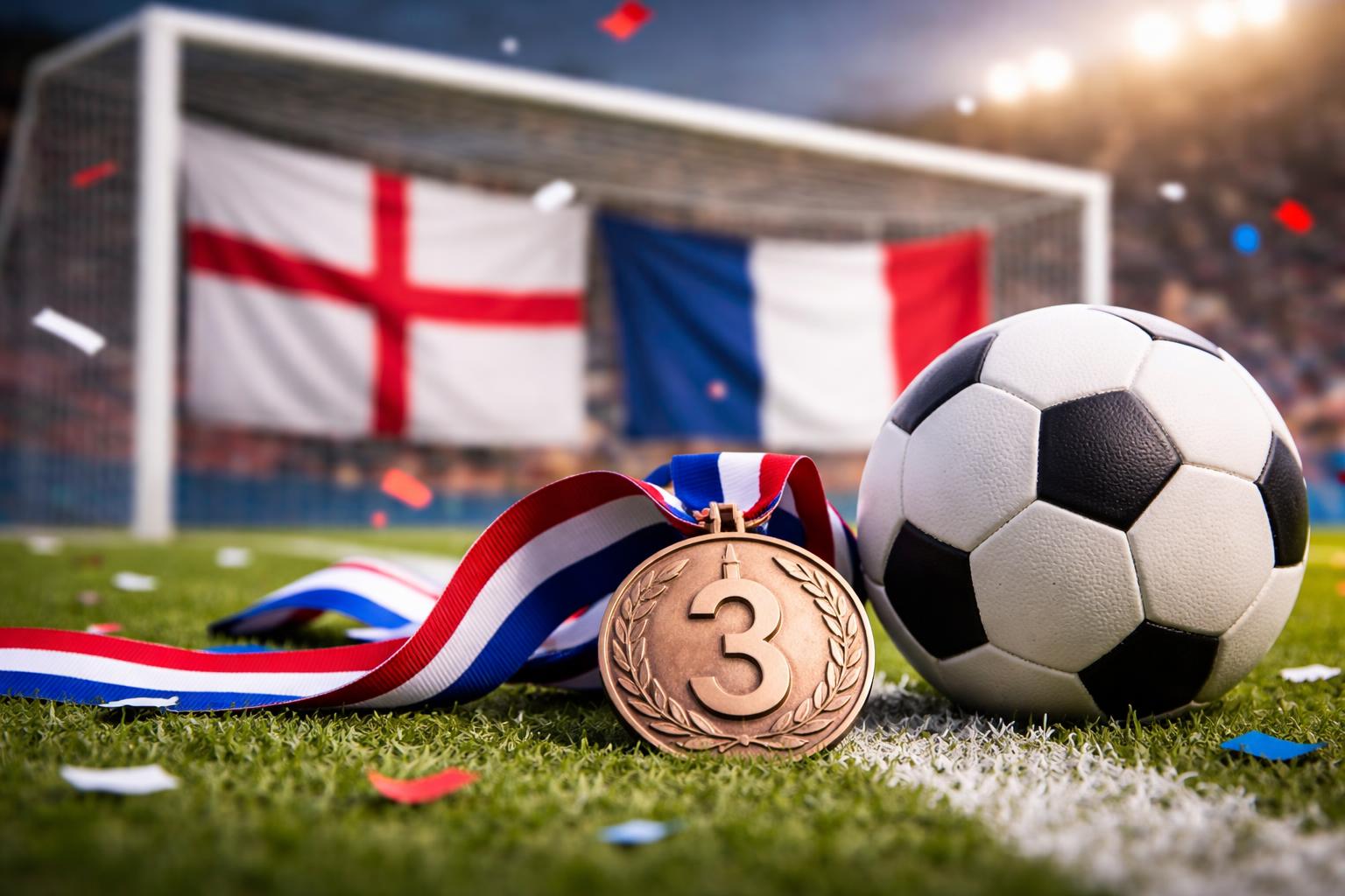 Redaktionelle Szene zum Thema „England gewinnt Platz drei in einem spektakulären Zehn-Tore-Spiel gegen Frankreich“