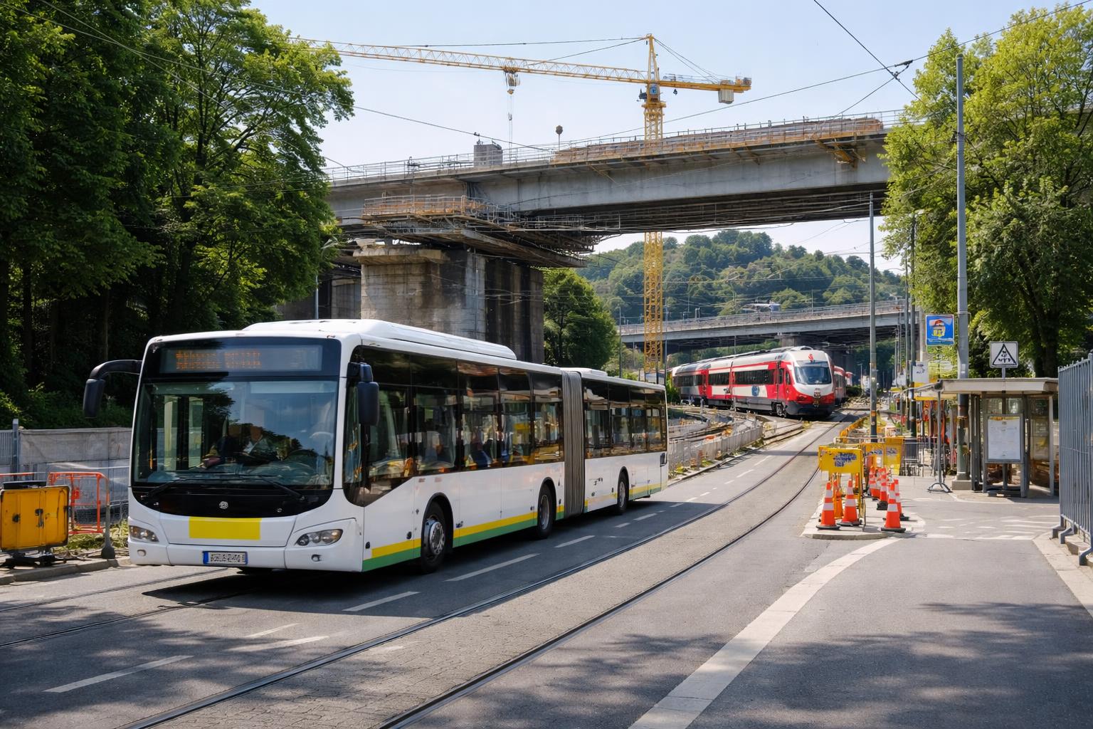 Redaktionelle Szene zum Thema „Ersatzbusse in Graz übernehmen im August Straßenbahn- und Zugverkehr“